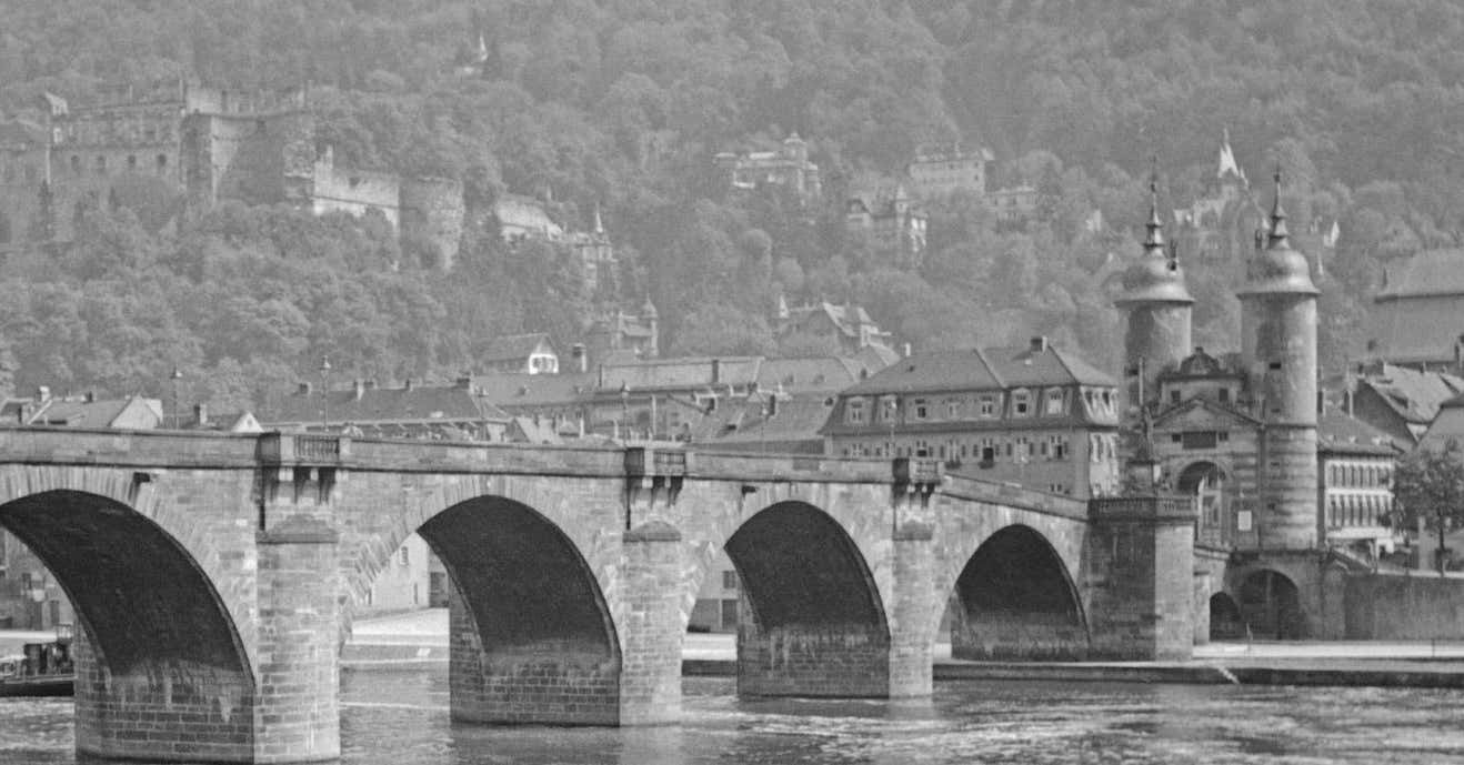 Karl Heinrich Lämmel Old Bidge, River Neckar And Heidelberg Castle, Germany 1938, Printed Later 1938/2021 photo furniture