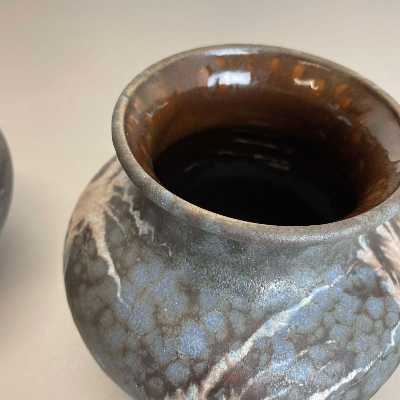 Set Of 2 Pottery Vases Fat Lava Abstract Designed By Ruscha, Germany, 1960s photo buy