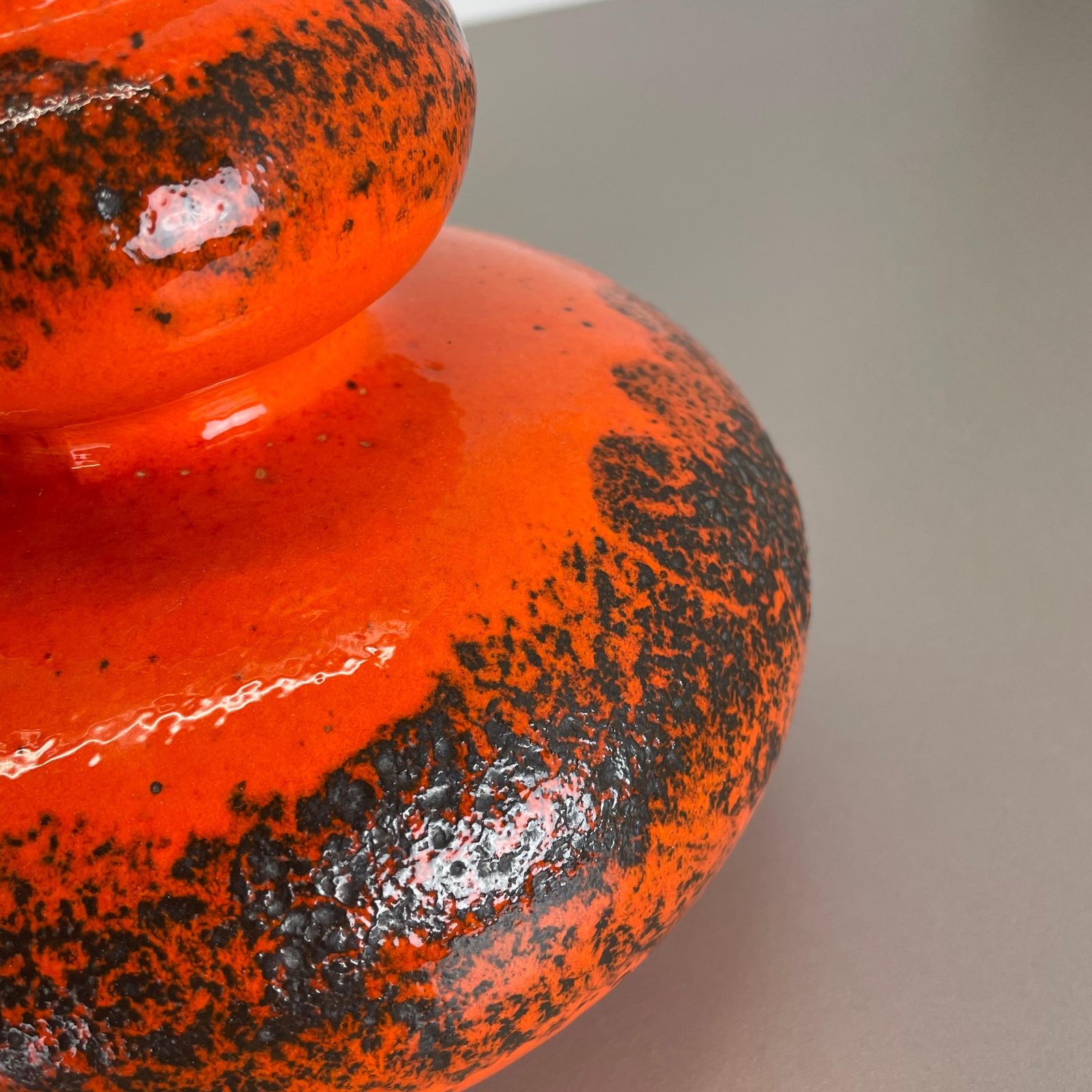 photo vinterior Set Of Two Pottery Fat Lava Vases "Orange" Made By Spara Ceramic, Germany 1970s