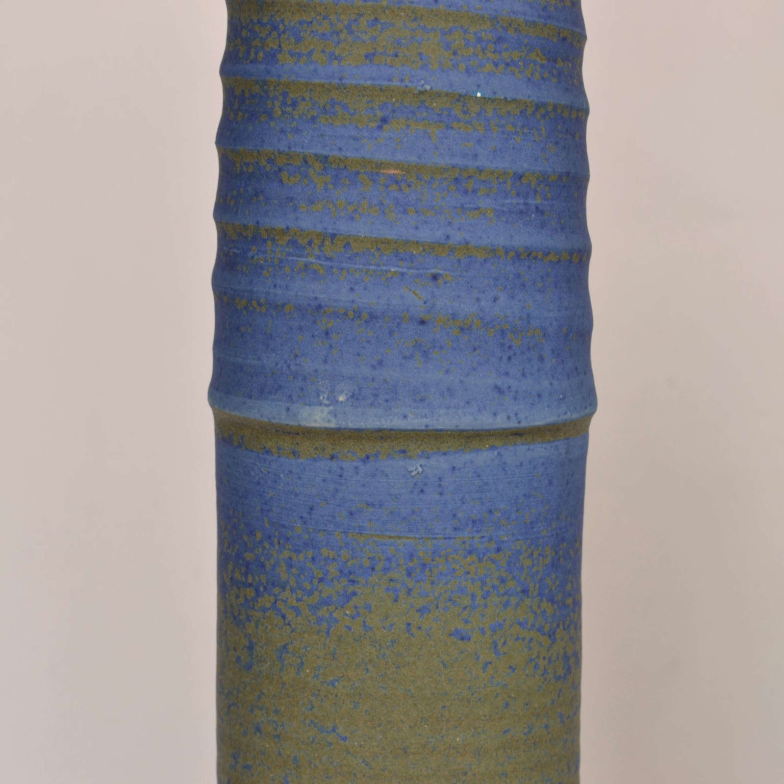 Three Large Studio Pottery Vessels In Blue, Green & Sand photo vintage