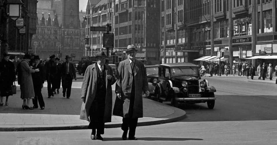 Karl Heinrich Lämmel Moenckebergstrasse, City Hall, Cars, People, Hamburg Germany 1938 Printed Later 1938/2021 photo furniture