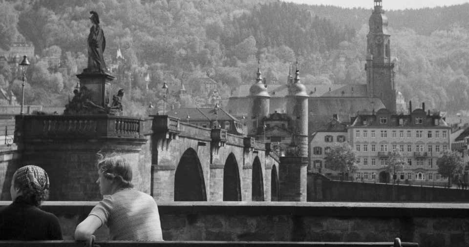 Karl Heinrich Lämmel Women At Neckar Heiliggeist Church Heidelberg, Germany 1936, Printed Later 1936/2021 photo furniture