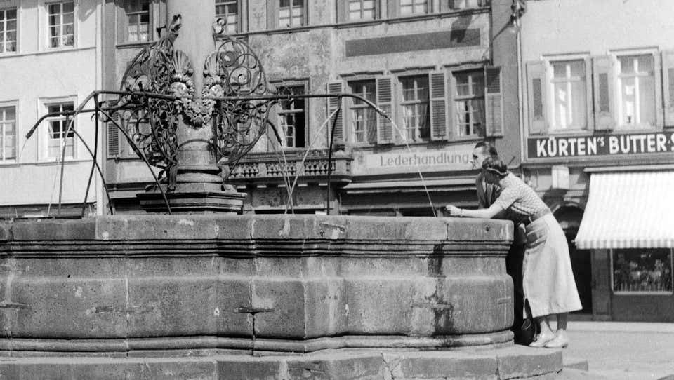 Karl Heinrich Lämmel Fountain Behind Heiliggeist Church Heidelberg, Germany 1936, Printed Later 1936/2021 photo furniture