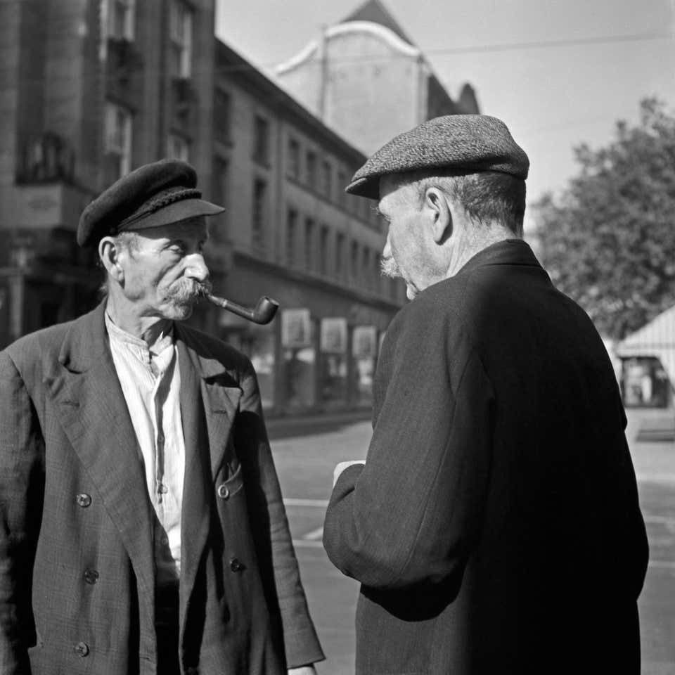 Karl Heinrich Lämmel Two Elder Men Having A Chat At Duesseldorf, Germany 1937 Printed Later 1937/2021