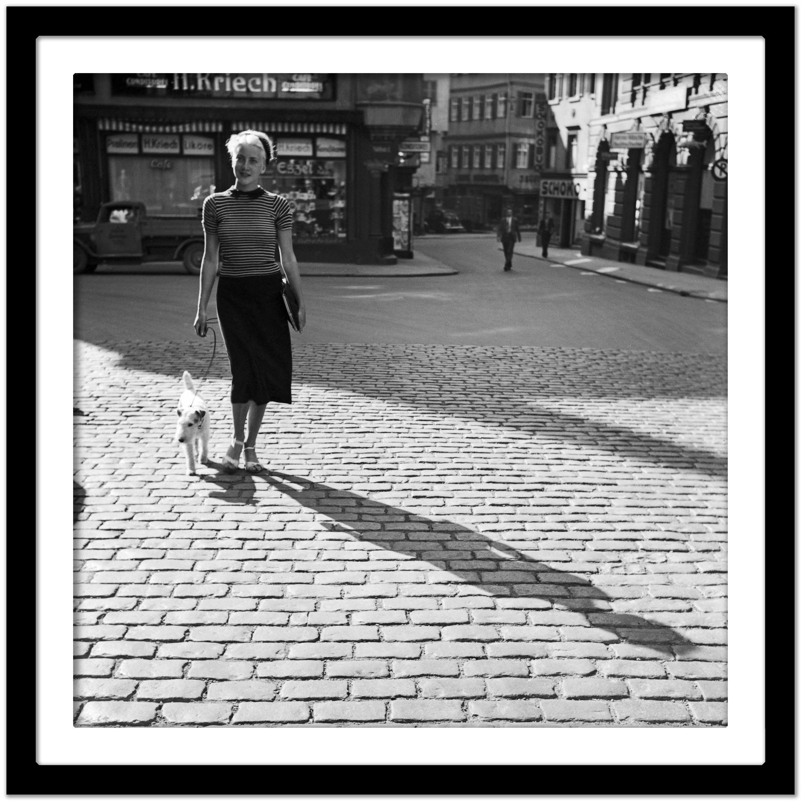 Karl Heinrich Lämmel Lady Walking The Dog At Cafe Kriech, Stuttgart Germany 1935, Printed Later 1935/2021 photo Art