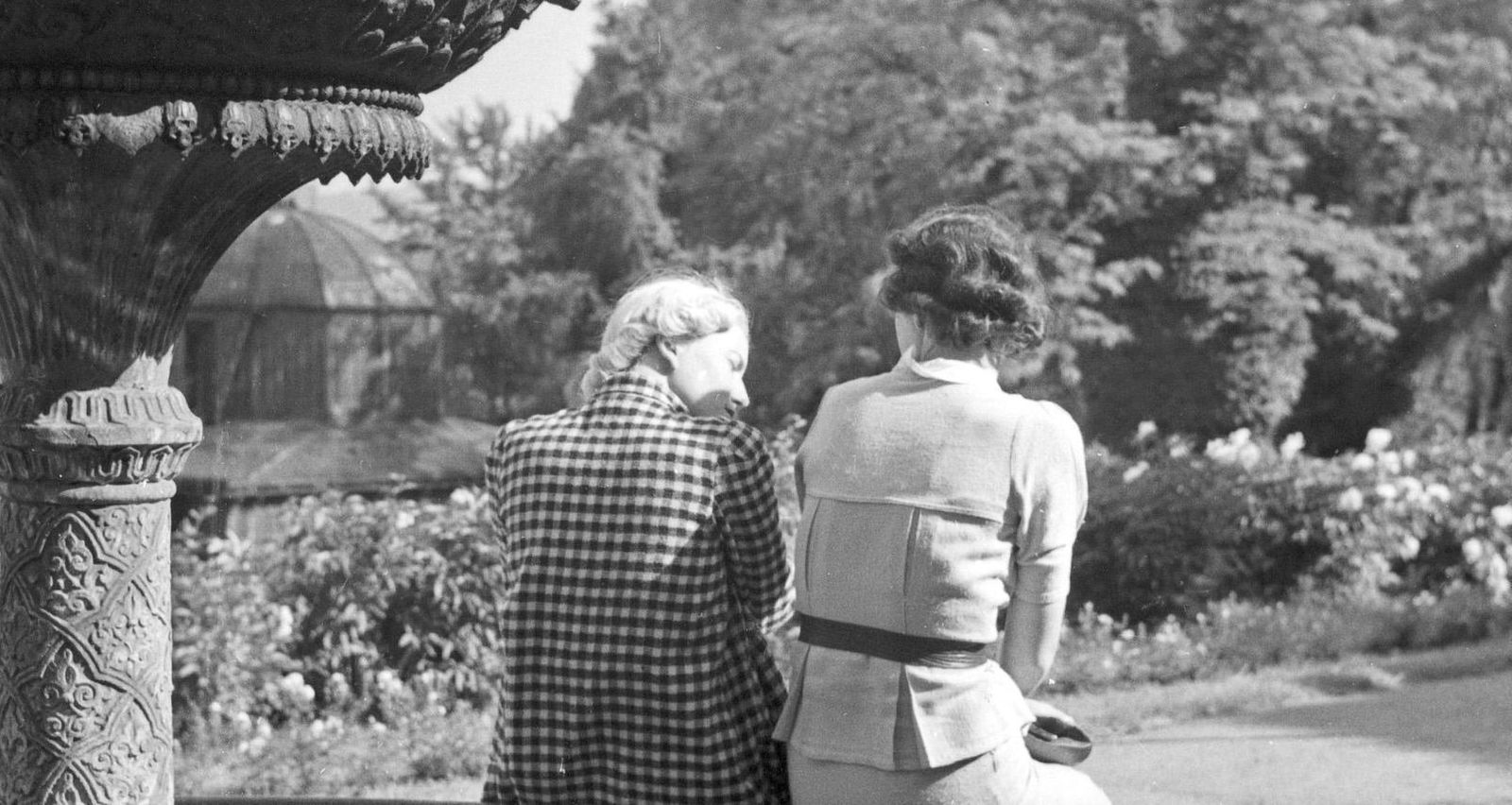 Women At Fountain Wilhelma Gradens, Stuttgart Germany 1935, Printed Later photo furniture