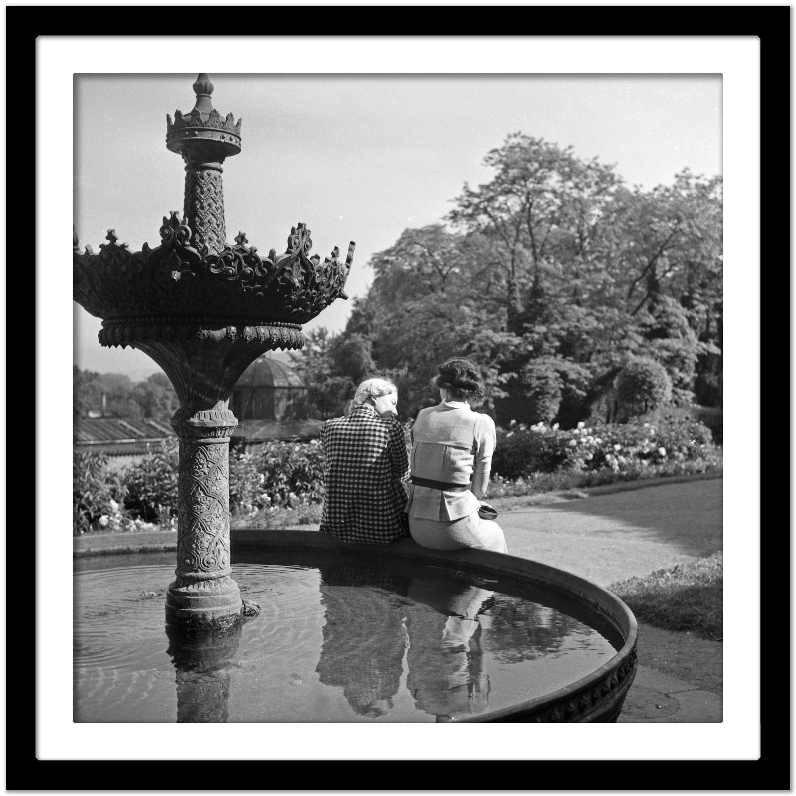 Women At Fountain Wilhelma Gradens, Stuttgart Germany 1935, Printed Later photo Art