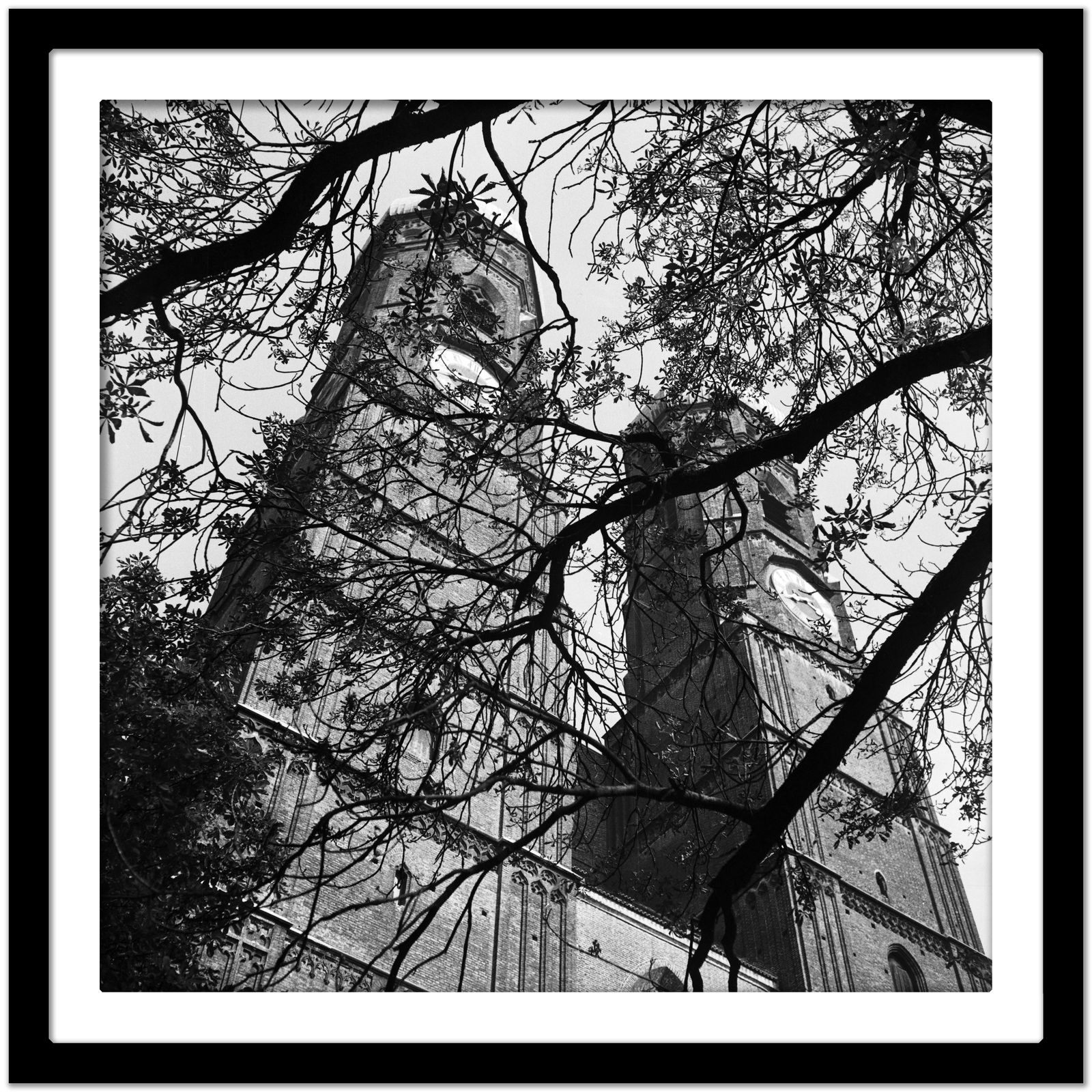 Twin Belfries Of Munich Frauenkirche Church, Munich Germany 1938, Printed Later photo Art