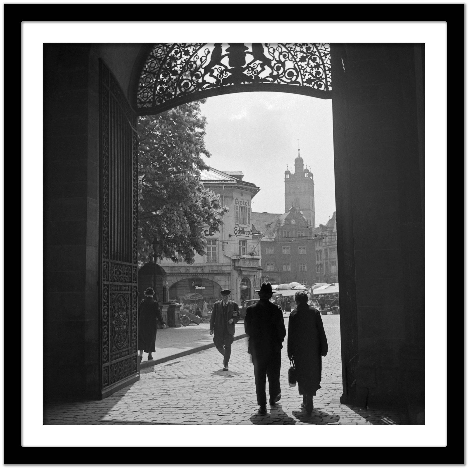 Karl Heinrich Lämmel Entrance Gate Darmstadt Castle Street Life, Germany 1938 Printed Later 1938/2021 photo Art
