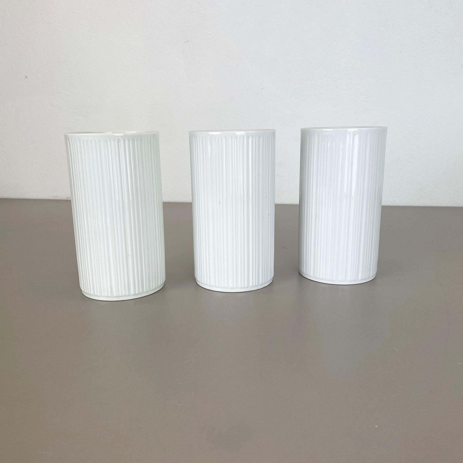 Set Of 3 Op Art Porcelain Vases By Melitta Minden, Germany, 1970s photo Home Decor