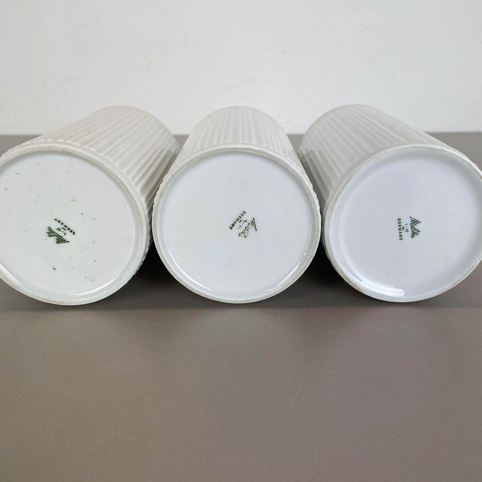 photo vintage Set Of 3 Op Art Porcelain Vases By Melitta Minden, Germany, 1970s