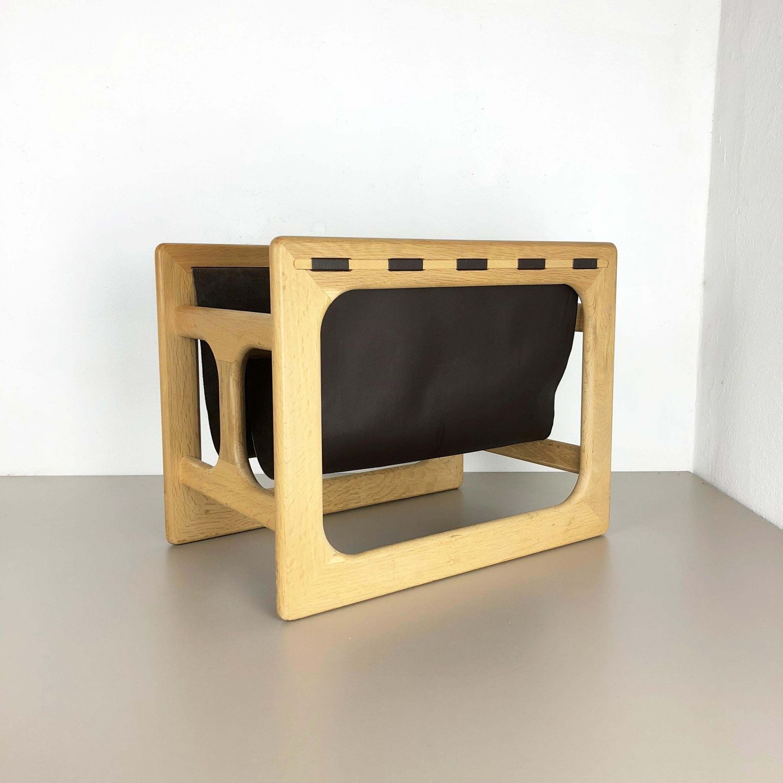 Minimalistic 1970s Danish Oak Wood Magazine Rack Design Made By Salin Møbler photo furniture
