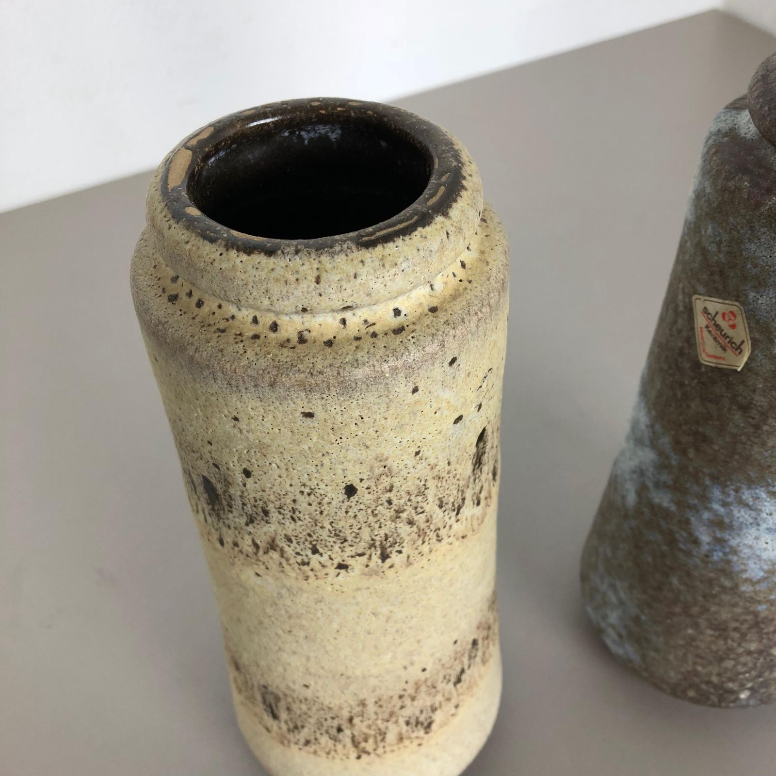 Home Decor Set Of Two Pottery Fat Lava Vases "206 26" Made By Scheurich, Germany, 1970s photo