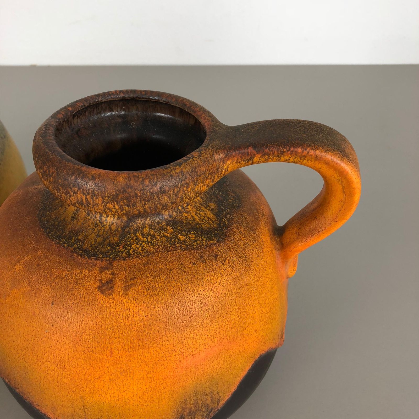 Set Of Two Pottery Fat Lava Vases Model "484 21" Made By Scheurich Germany 1970s photo Home Decor
