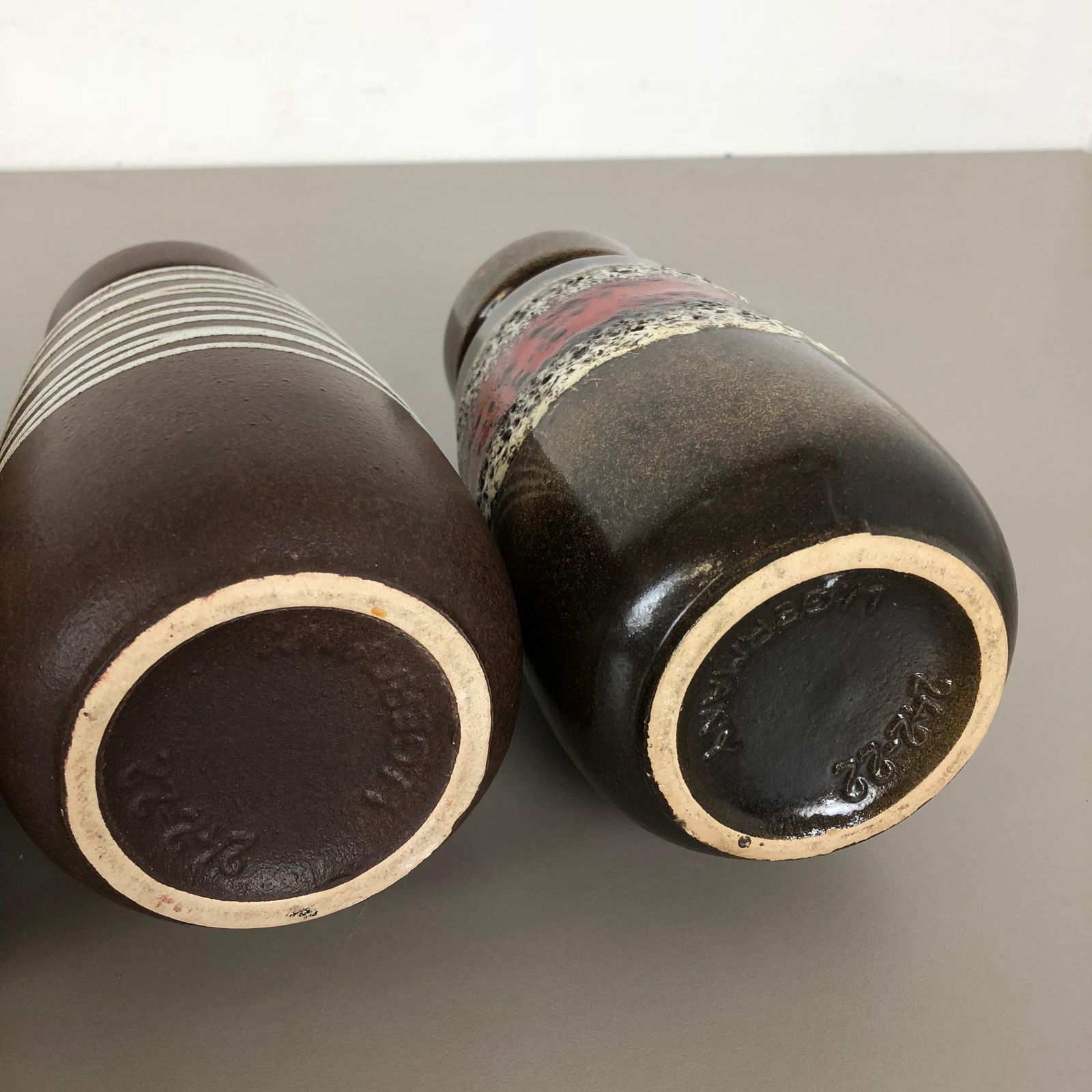 Set Of Four Vintage Pottery Fat Lava "242 22" Vases Made By Scheurich, Germanyset Of Four Vintage Pottery Fat Lava "242 22" Vases Made By Scheurich, G photo vintage