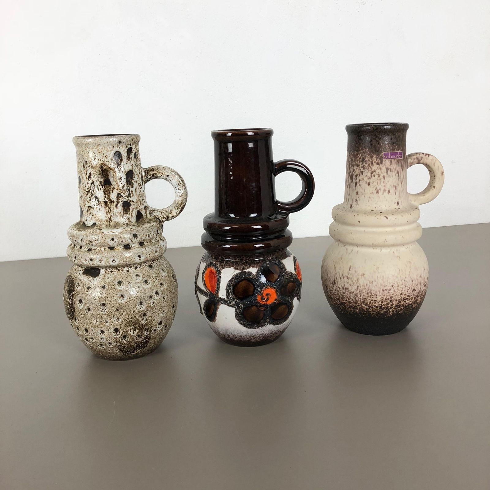 Set Of Three 1970s Pottery Fat Lava "Vienna" Vases Made By Scheurich, Germany photo furniture