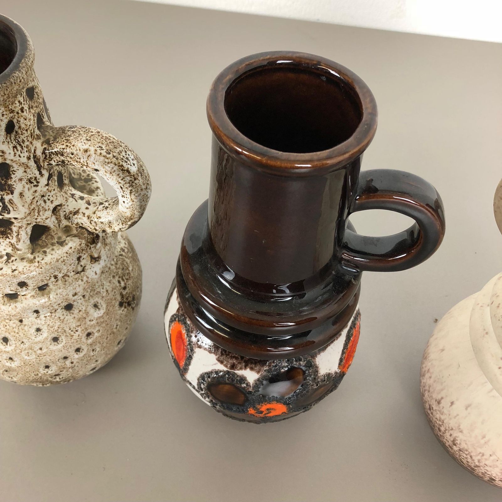 Home Decor Set Of Three 1970s Pottery Fat Lava "Vienna" Vases Made By Scheurich, Germany photo