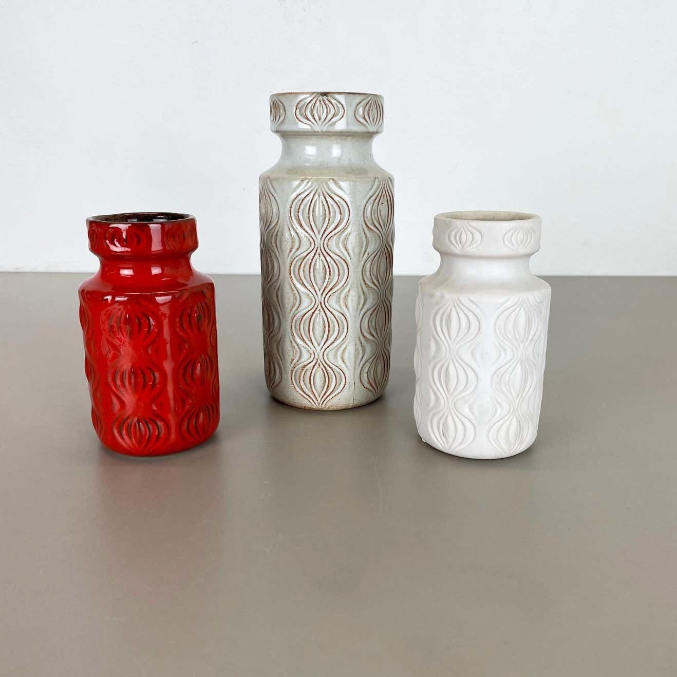 Set Of Three Pottery Fat Lava Vases 285 "Onion" By Scheurich, Germany, 1970s photo for sale
