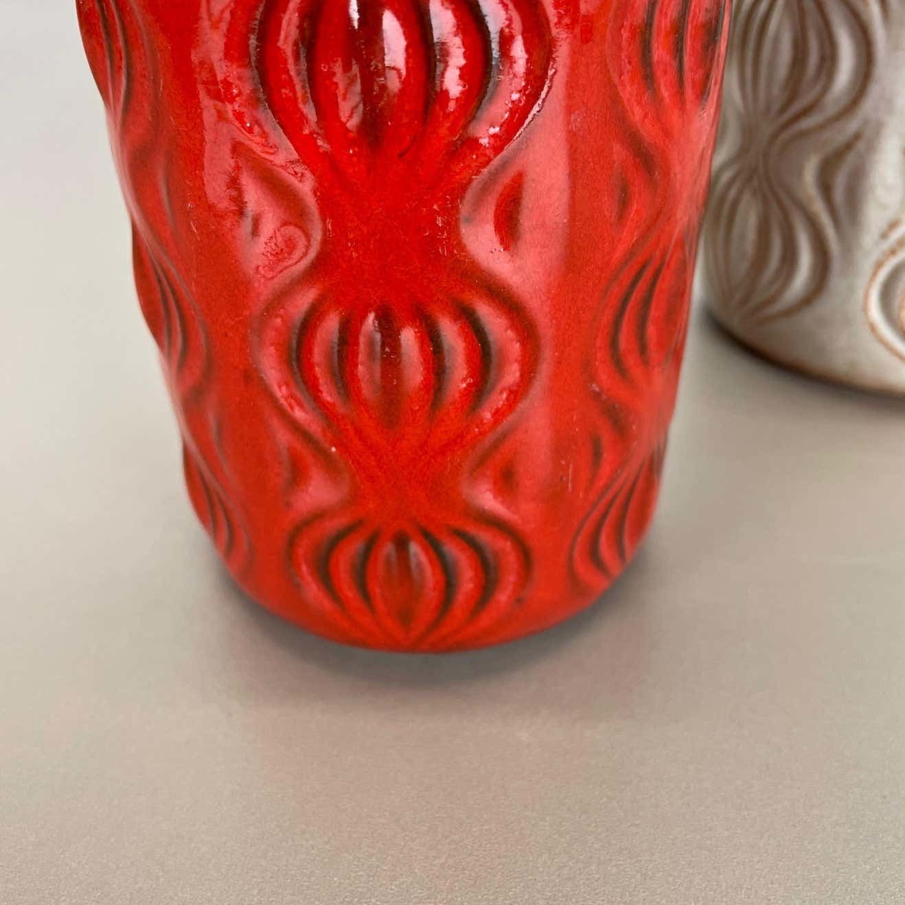 Set Of Three Pottery Fat Lava Vases 285 "Onion" By Scheurich, Germany, 1970s photo 427.0