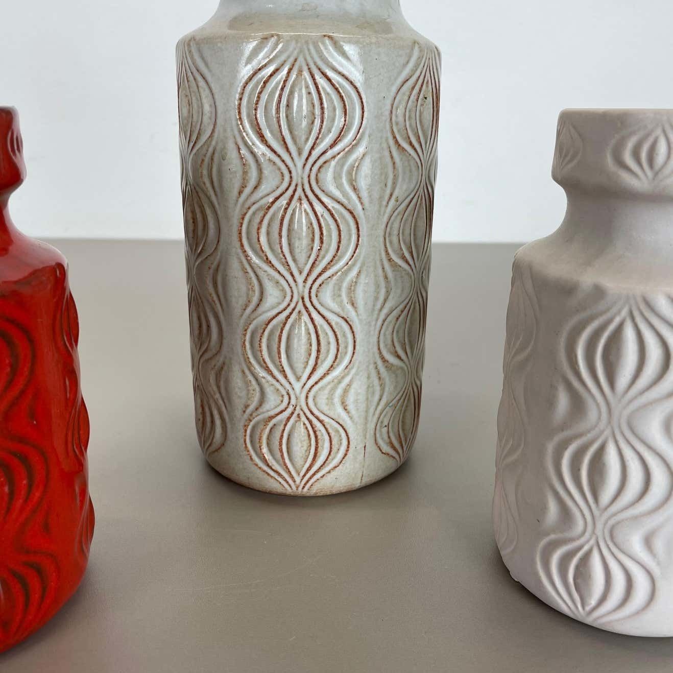 photo furniture Set Of Three Pottery Fat Lava Vases 285 "Onion" By Scheurich, Germany, 1970s