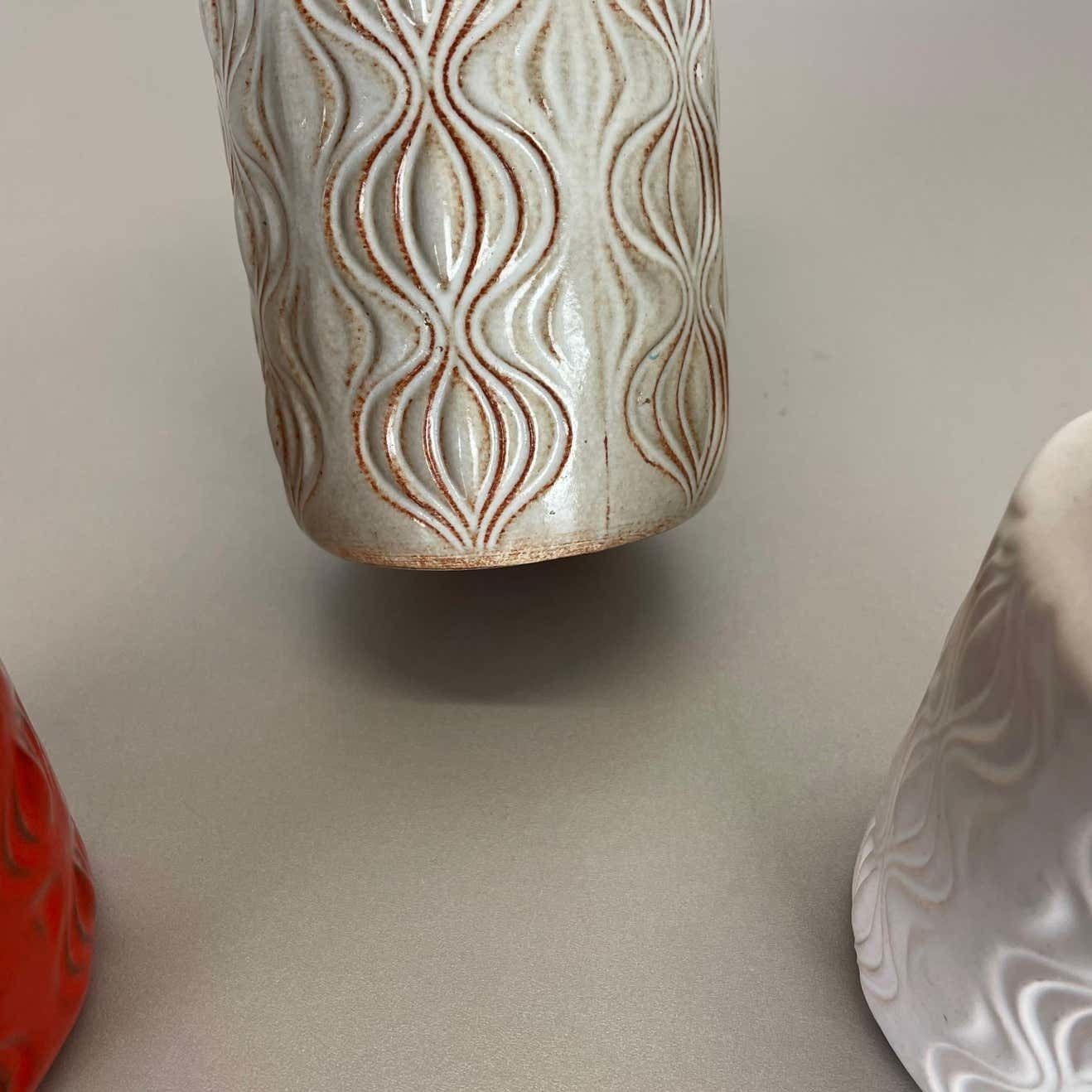 photo vinterior Set Of Three Pottery Fat Lava Vases 285 "Onion" By Scheurich, Germany, 1970s