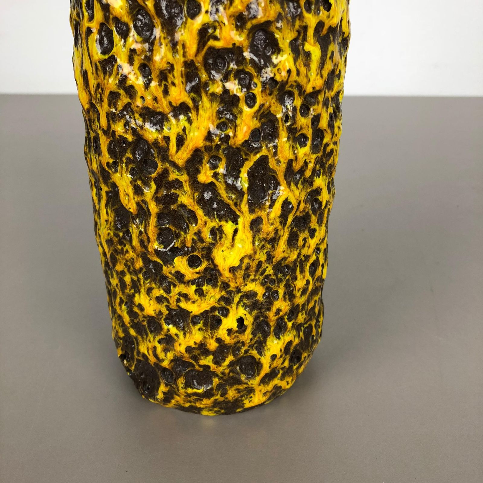 photo furniture Pottery Super Yellow Color Fat Lava Multi Color Vase Scheurich Wgp, 1970s