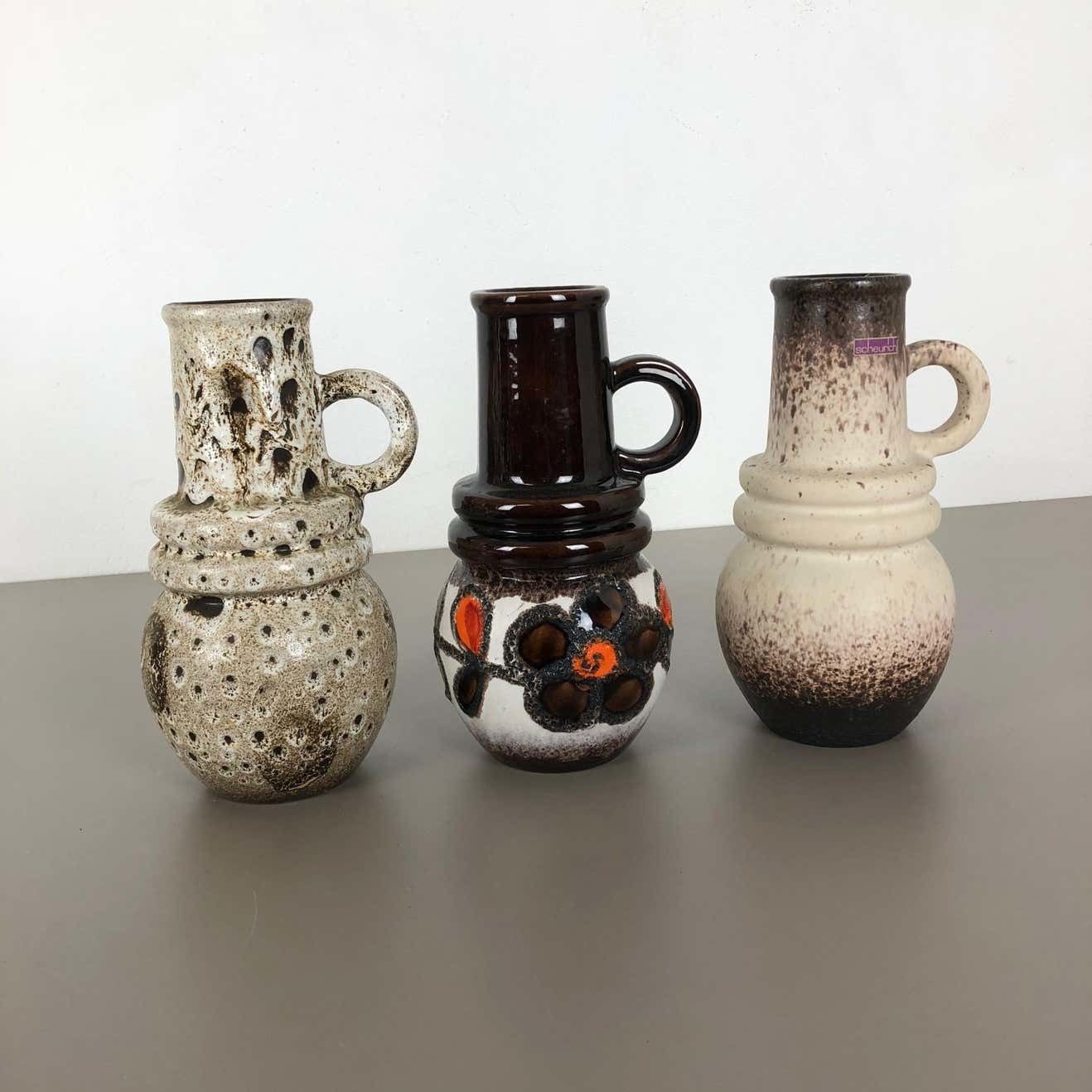 Set Of Three 1970s Pottery Fat Lava "Vienna" Vases Made By Scheurich, Germany photo furniture