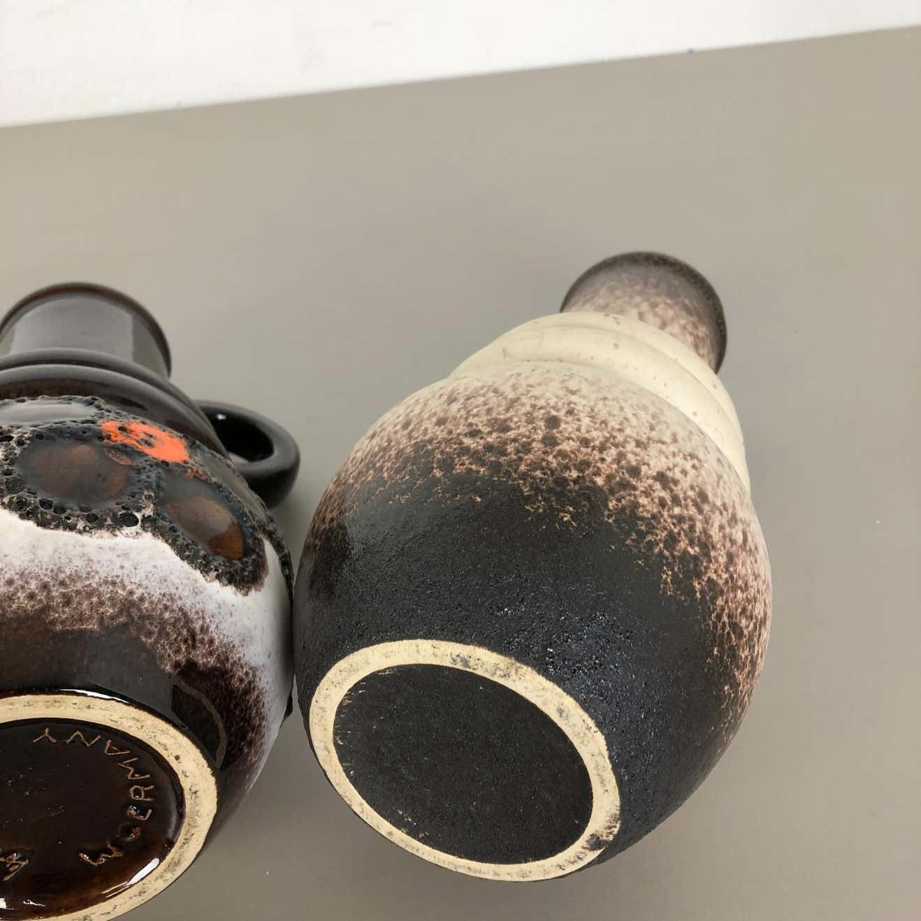 523.0 Set Of Three 1970s Pottery Fat Lava "Vienna" Vases Made By Scheurich, Germany photo