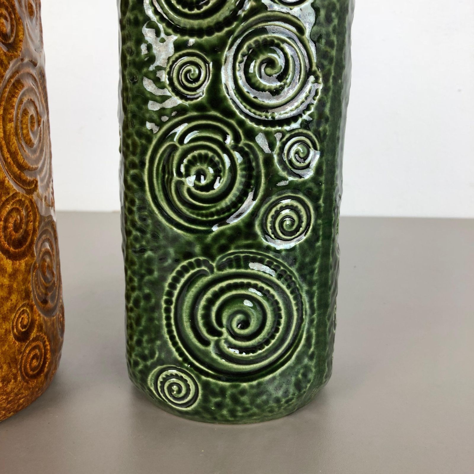 Set Of Two Pottery Fat Lava Vases Jura "282 26" Made By Scheurich, Germany 1970s photo Home Decor