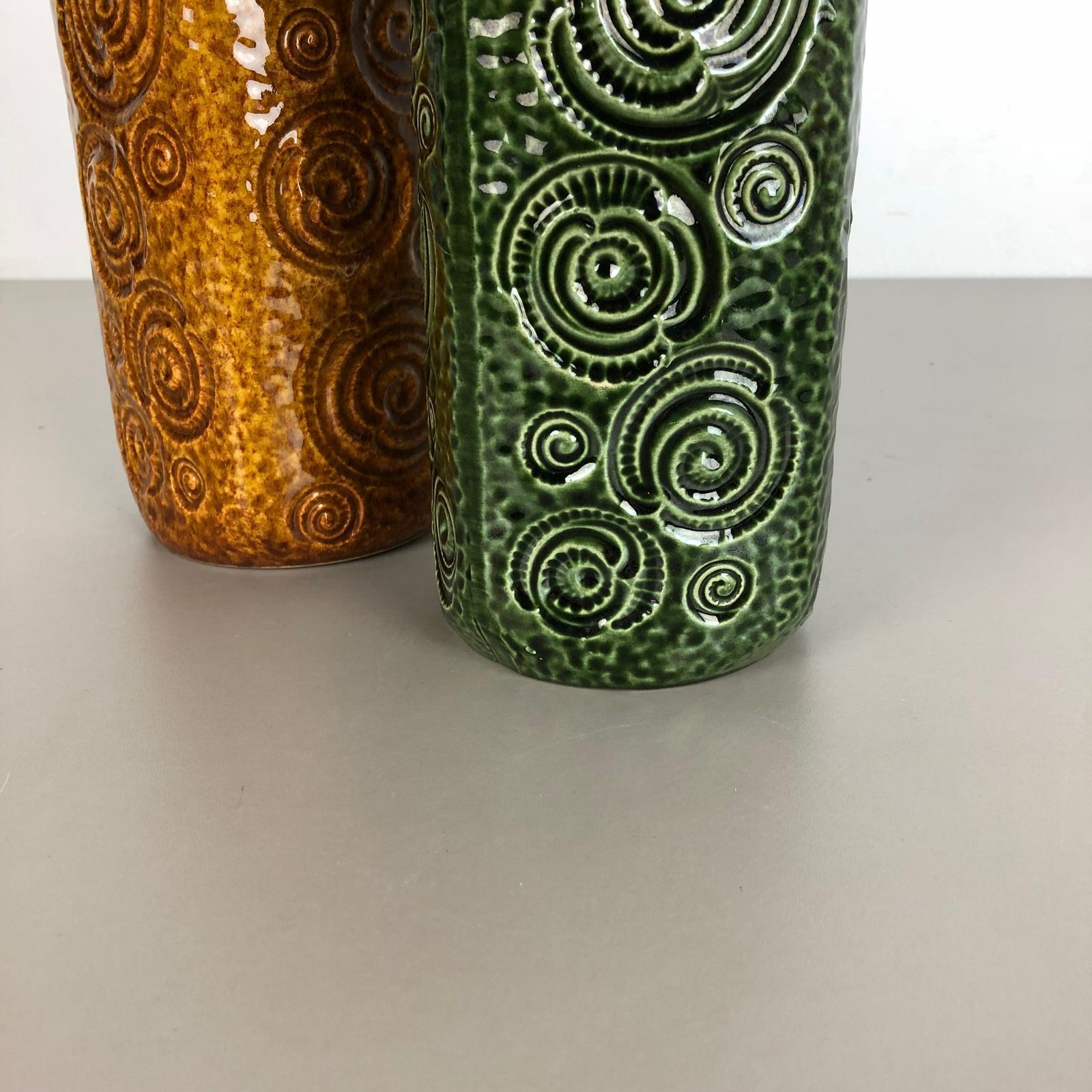 349.0 Set Of Two Pottery Fat Lava Vases Jura "282 26" Made By Scheurich, Germany 1970s photo