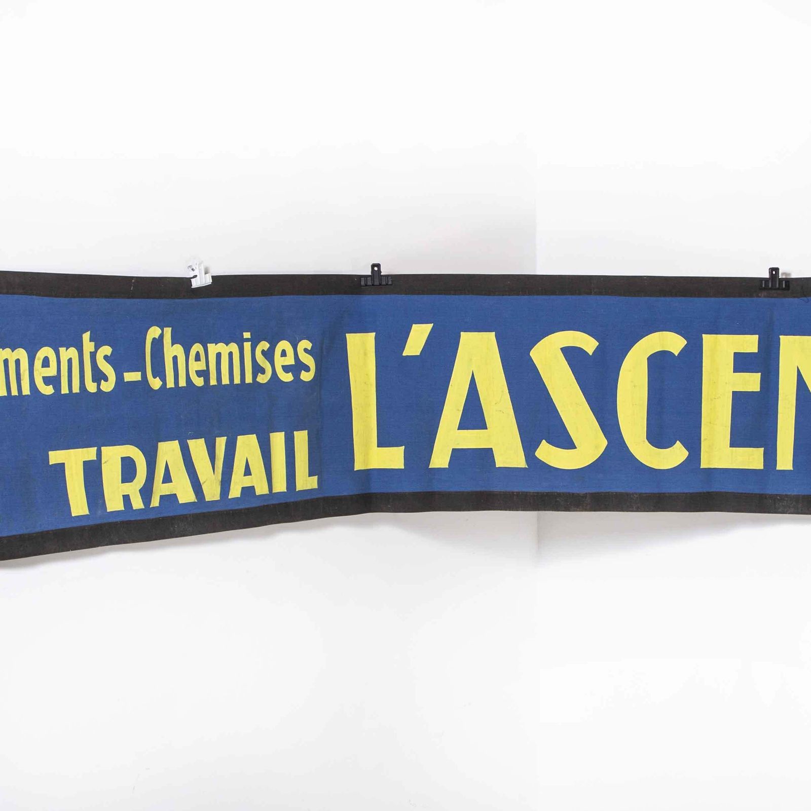1950’s Blue & Yellow Canvas Advertising Banner L’ascenseur photo buy
