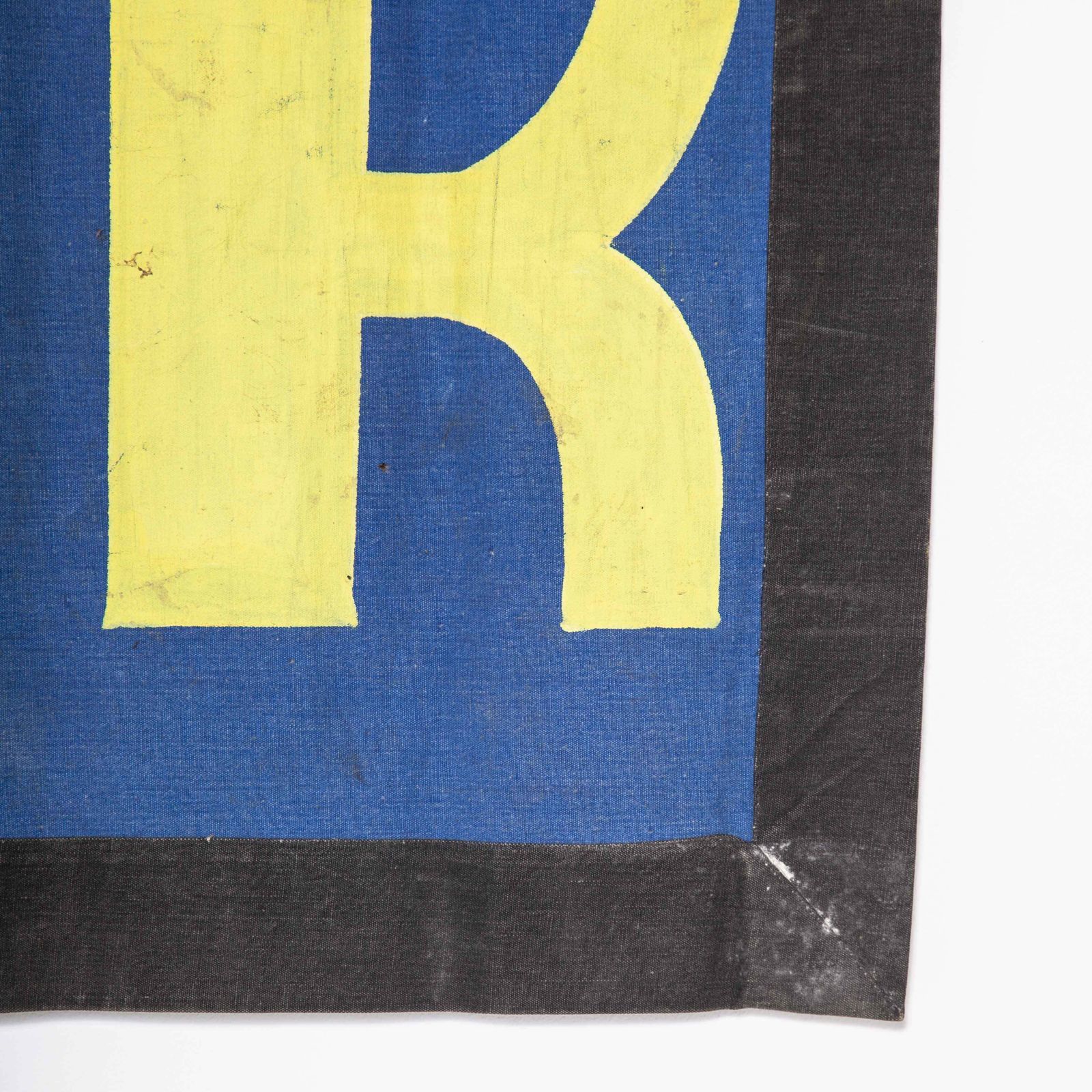 photo for sale 1950’s Blue & Yellow Canvas Advertising Banner L’ascenseur