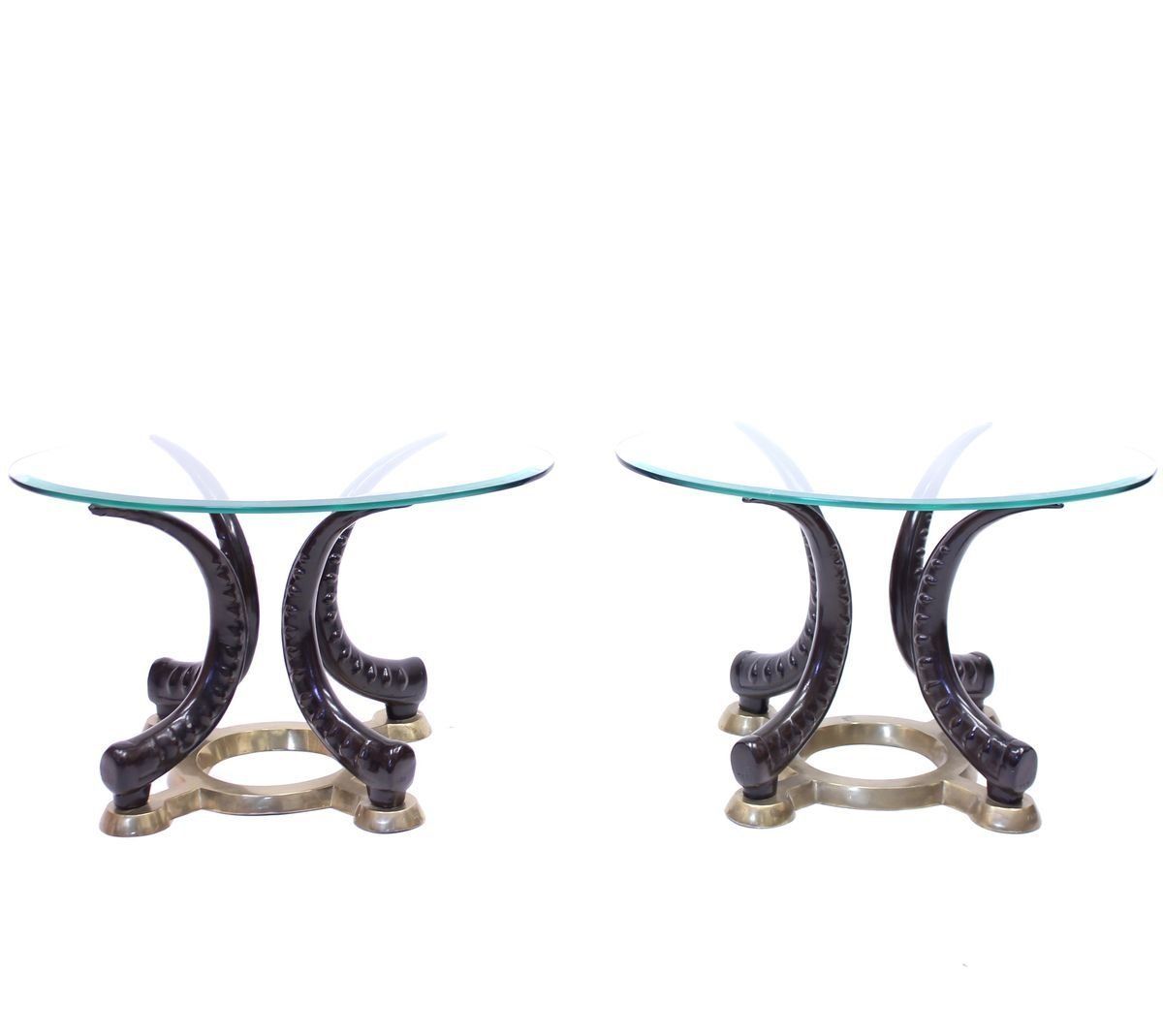 Brass & Faux Tusks Side Or Coffee Tables, 1970s, Set Of 2 photo for sale
