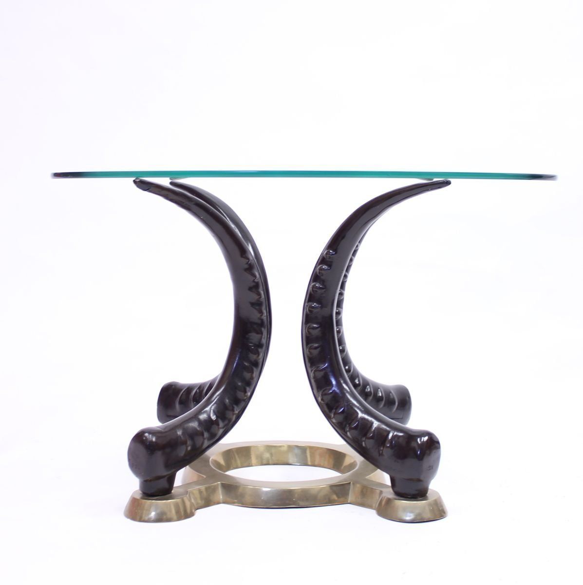 photo furniture Brass & Faux Tusks Side Or Coffee Tables, 1970s, Set Of 2