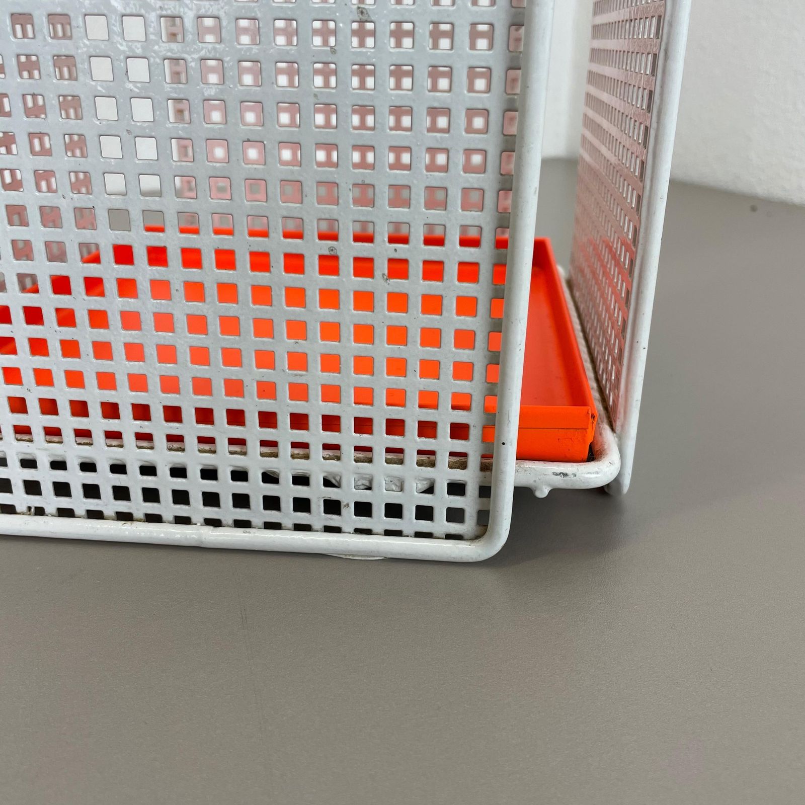 Original Modernist Postmodern Max Sauze Style Metal Umbrella Stand, France 1970s photo vintage