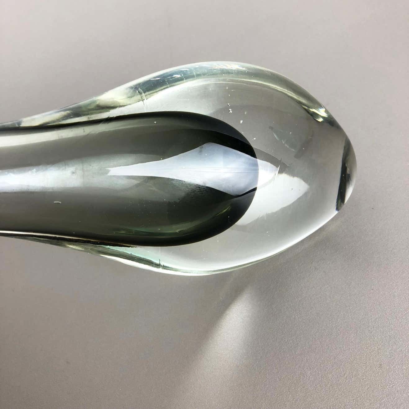 photo vintage Rare Grey 1960s Murano Glass Sommerso Single Stem Vase By Flavio Poli, Italy