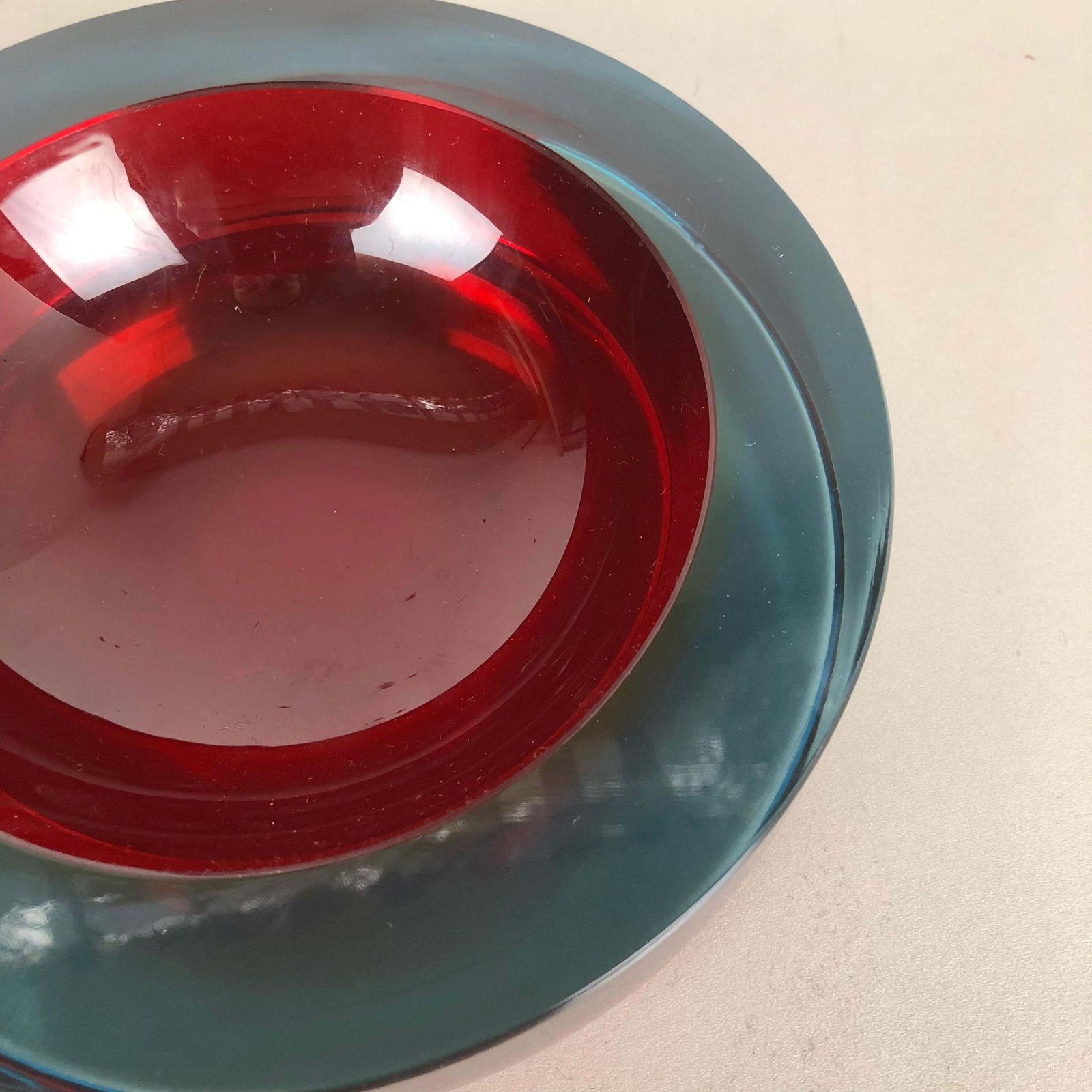 Extra Large 3,6kg Sommerso Bowl Murano Vetri Glass By Cenedese, Italy, 1970s photo vinterior