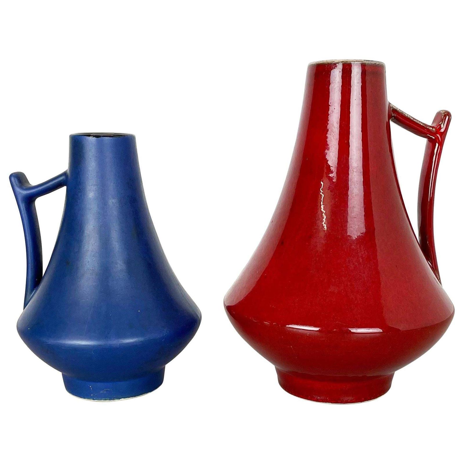 Set Of Two Pottery Fat Lava Vases "Black Red" By Jopeko, Germany, 1970s photo furniture