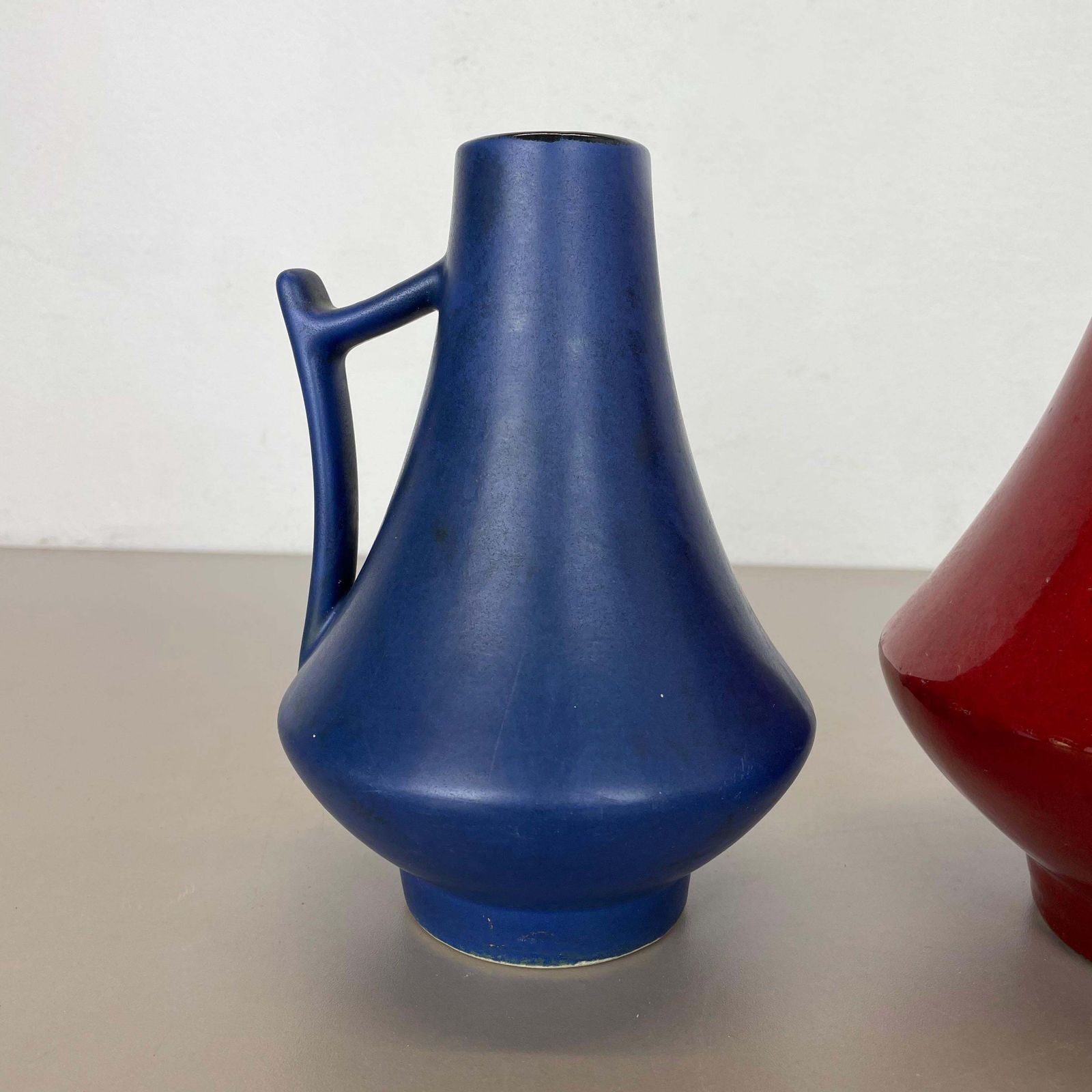 Set Of Two Pottery Fat Lava Vases "Black Red" By Jopeko, Germany, 1970s photo 517.0