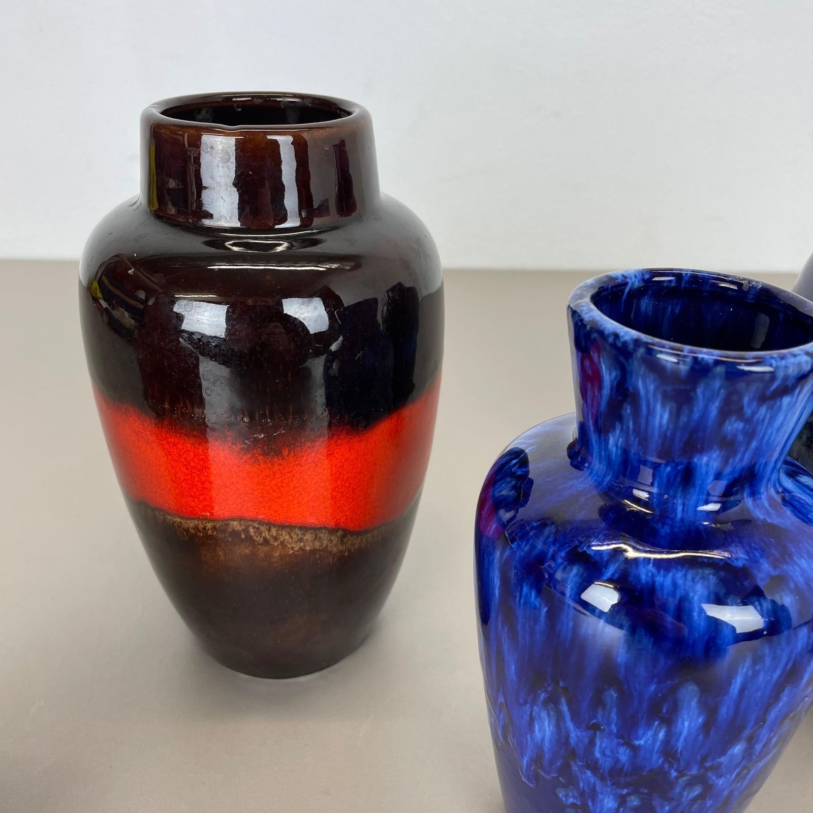 Set Of Five Vintage Pottery Fat Lava Vases Made By Scheurich, Germany, 1970s photo 517.0