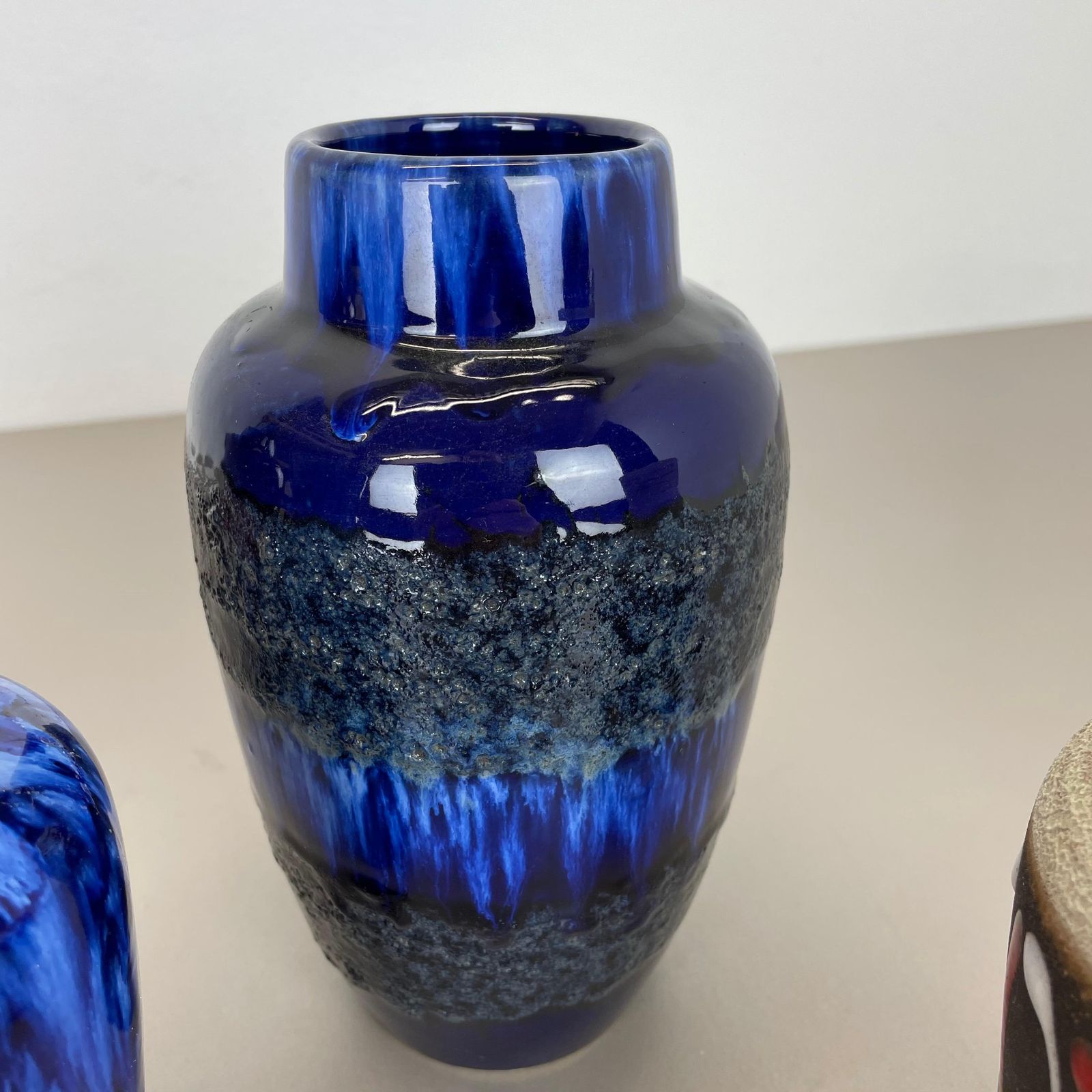 Home Decor Set Of Five Vintage Pottery Fat Lava Vases Made By Scheurich, Germany, 1970s photo