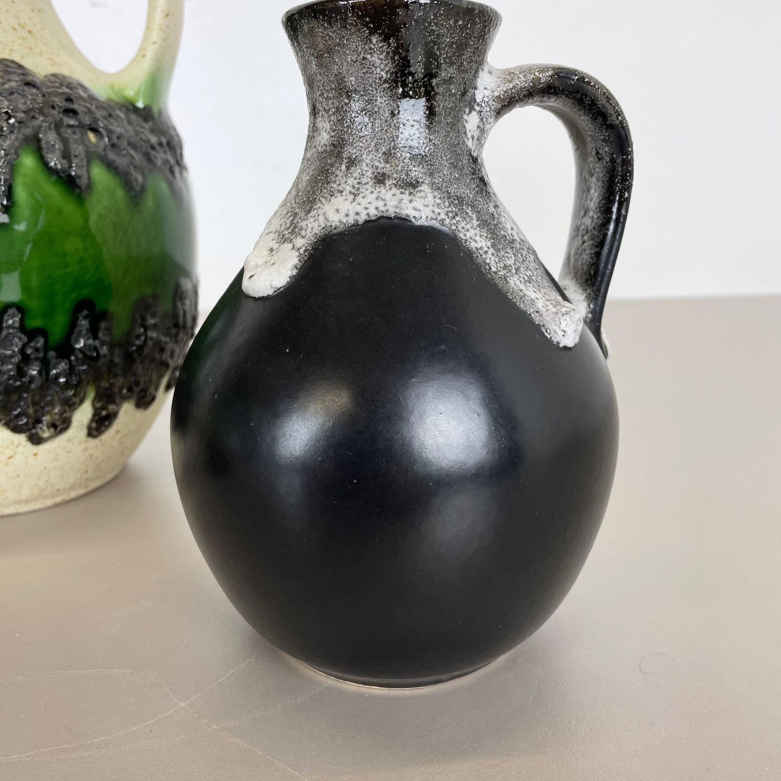 482.0 Set Of 3 Multi Color Fat Lava Op Art Pottery Vase Made Bay Ceramics, Germany photo