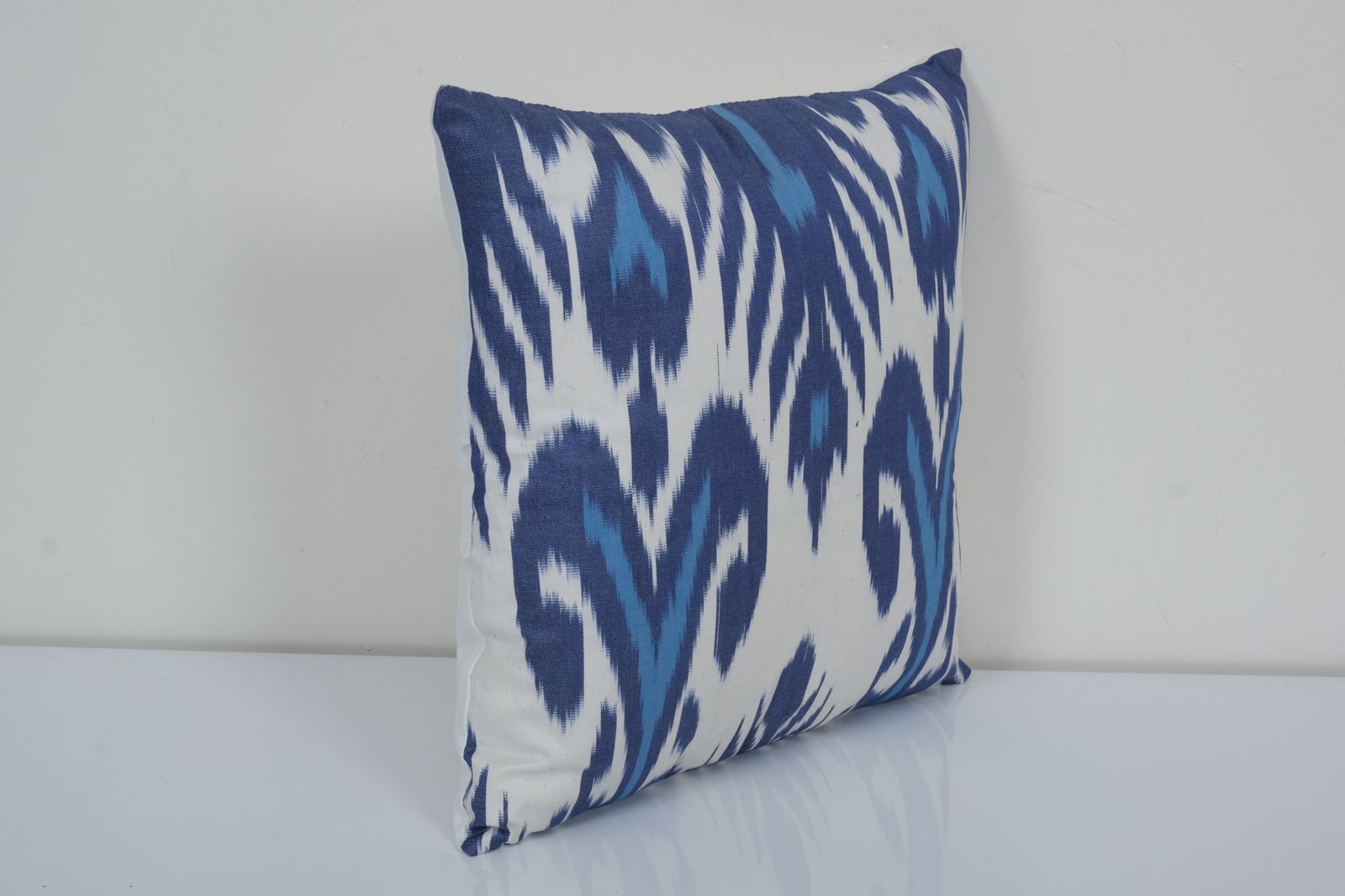 Ikat Sofa Case Blue Ikat Pillow Cover Uzbek Ikat Fabric Designer Ikat Pillow Silkway Ikats Living Room Pillow Decorative 35x35 Cm photo furniture