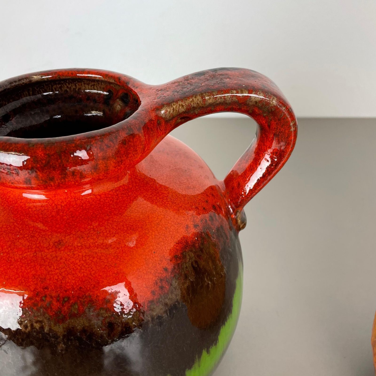 Set Of Two Pottery Fat Lava Vases "Multi Color" By Scheurich, Germany, 1970 photo vinterior