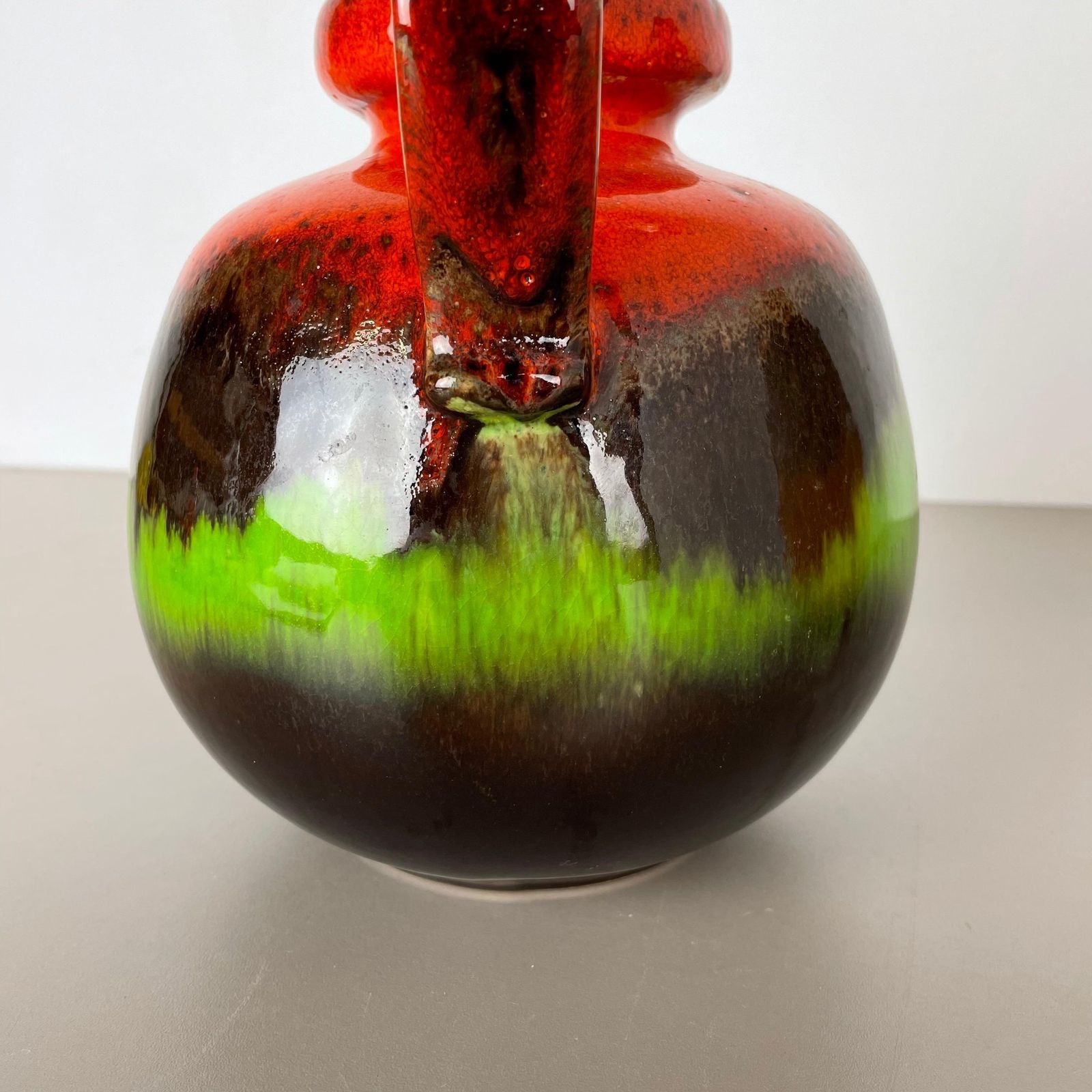 Set Of Two Pottery Fat Lava Vases "Multi Color" By Scheurich, Germany, 1970 photo vintage