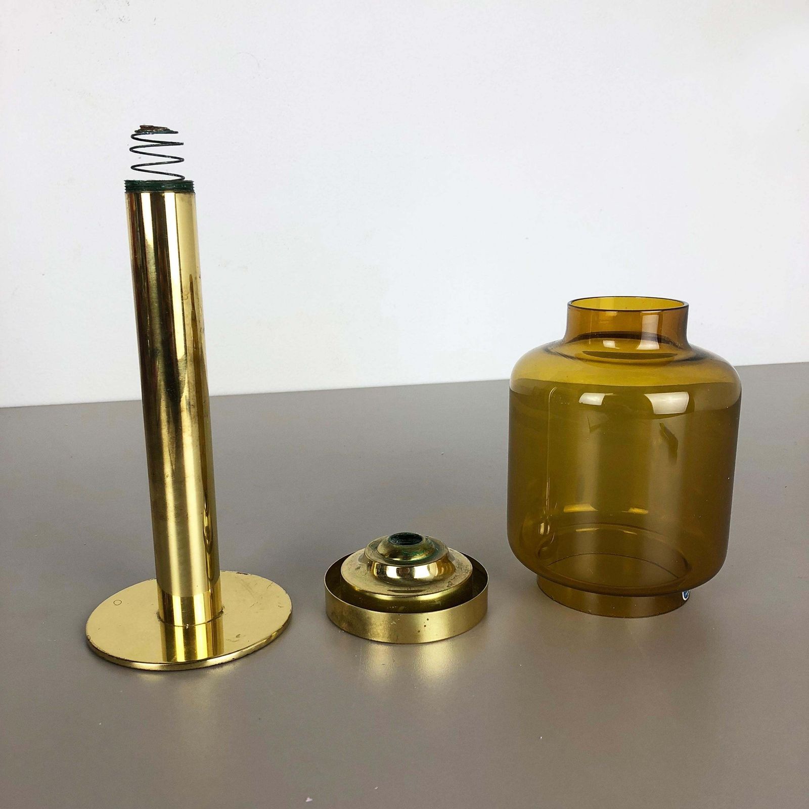 744.0 1960s Brass And Glass "Claudia" Candleholder Made By Hans Agne Jakobsson, Sweden photo