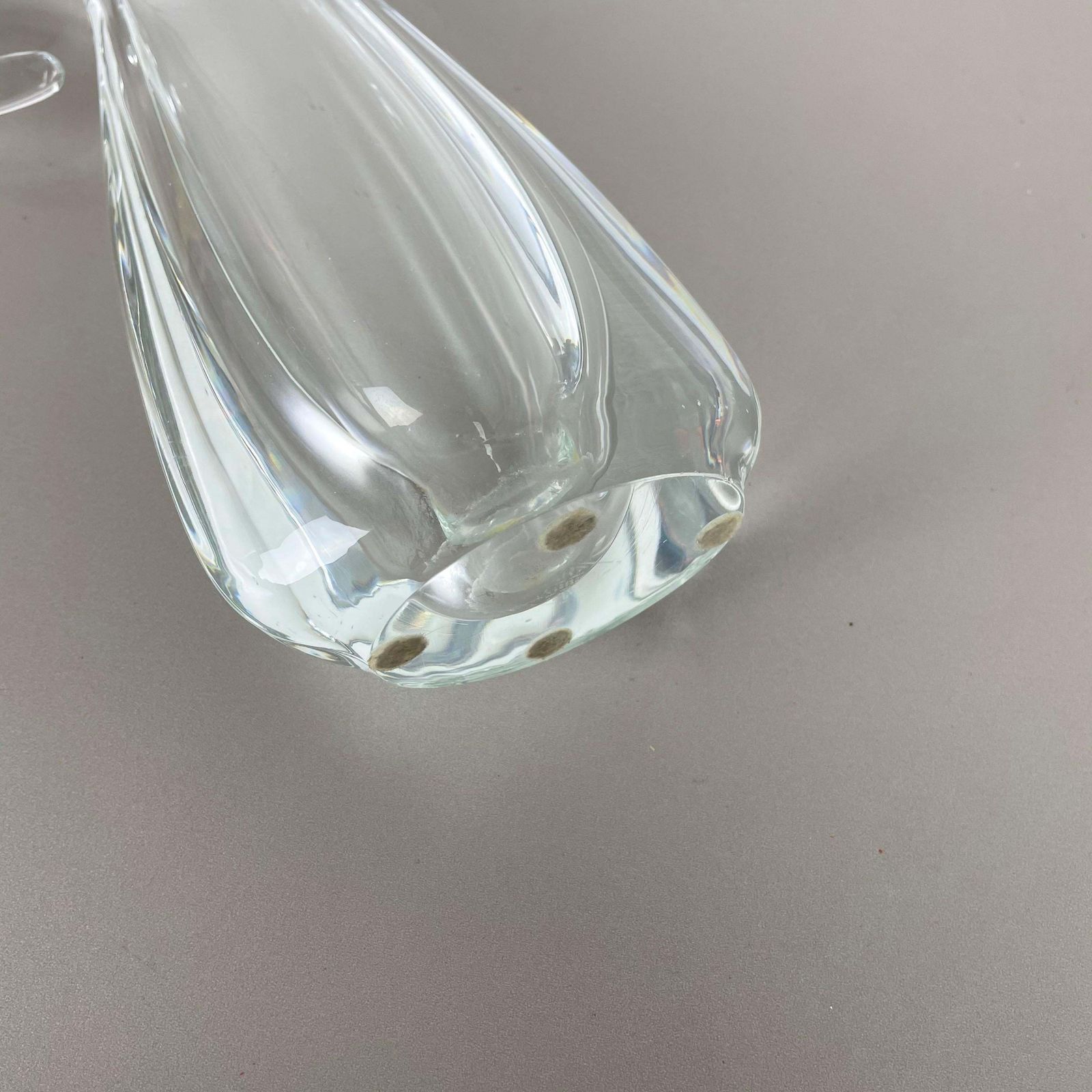 Large Floral Crystal Glass Shell Bowl By Art Vannes Flavio Poli France 1970s photo for sale