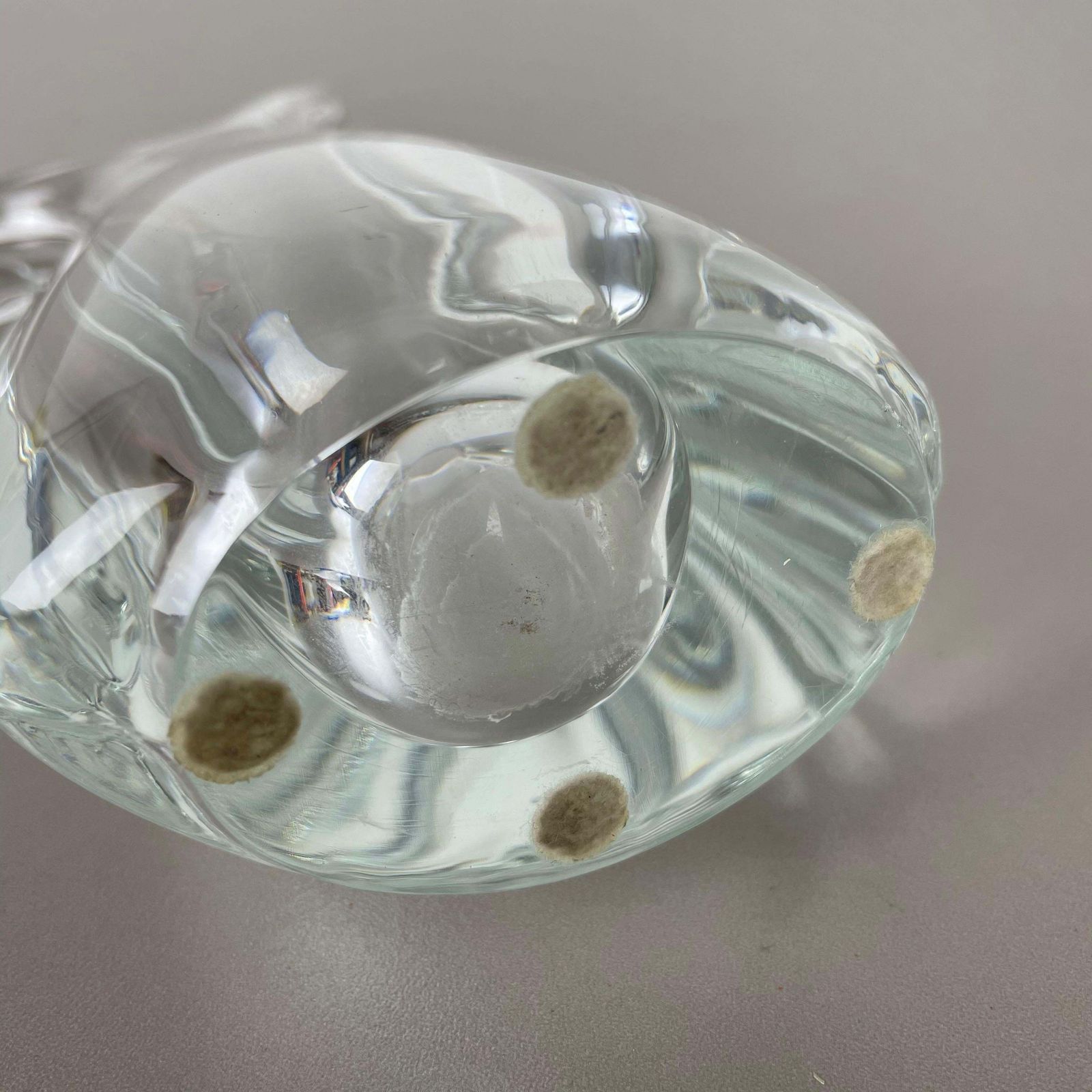 Large Floral Crystal Glass Shell Bowl By Art Vannes Flavio Poli France 1970s photo Home Decor