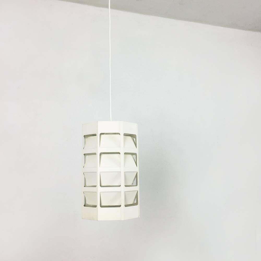 photo furniture Scandinavian Cubic White Metal Hanging Lamp "Lyskurv" By Louis Poulsen, 1960s