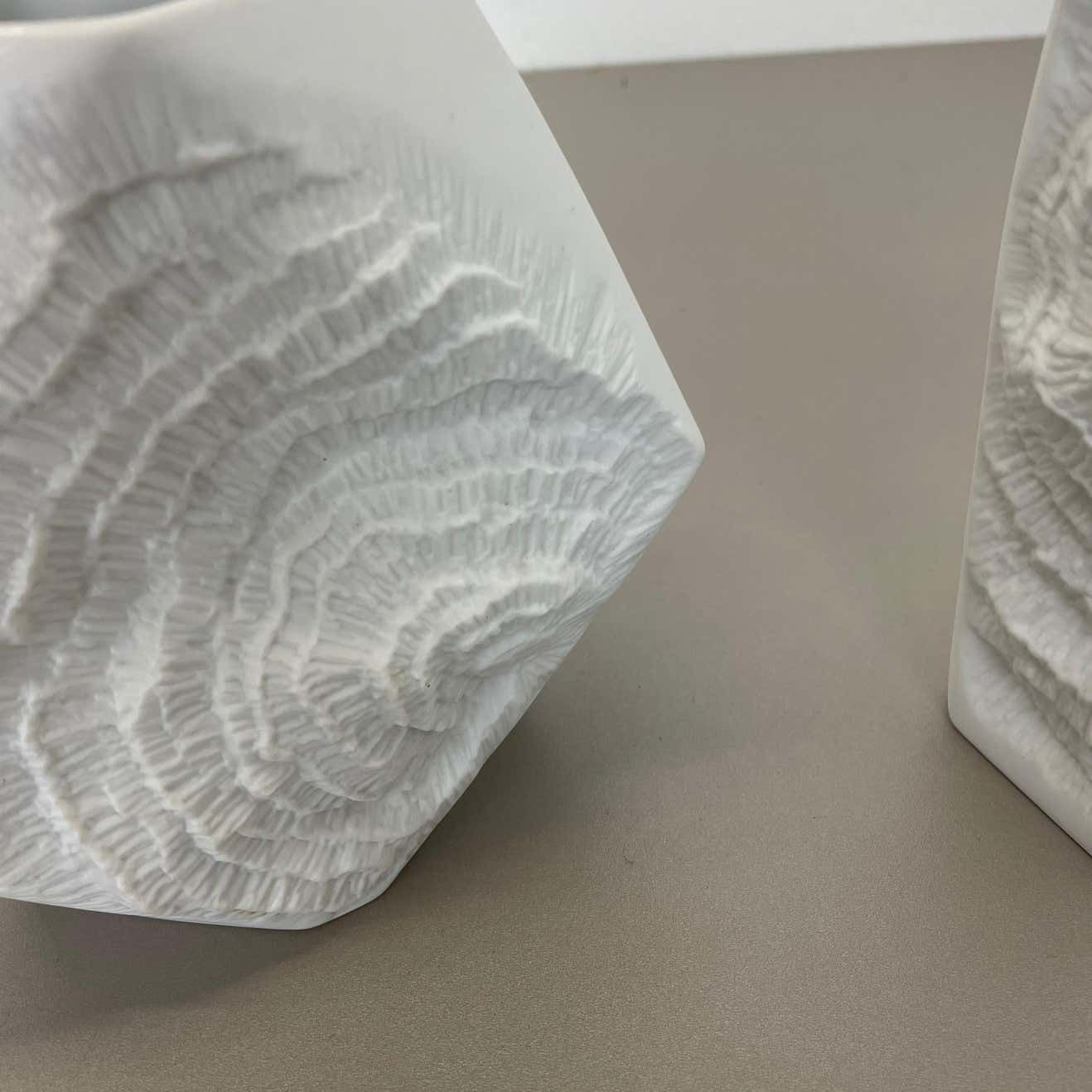 Set Of 2 Original Op Art Biscuit Porcelain Vases By Ak Kaiser, Germany, 1970s photo vinterior